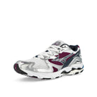 Mizuno Wave Rider 10 White Baritone / Blue Dark - Purple Low Top Sneakers D1GA210414 Close-up | Overkill
