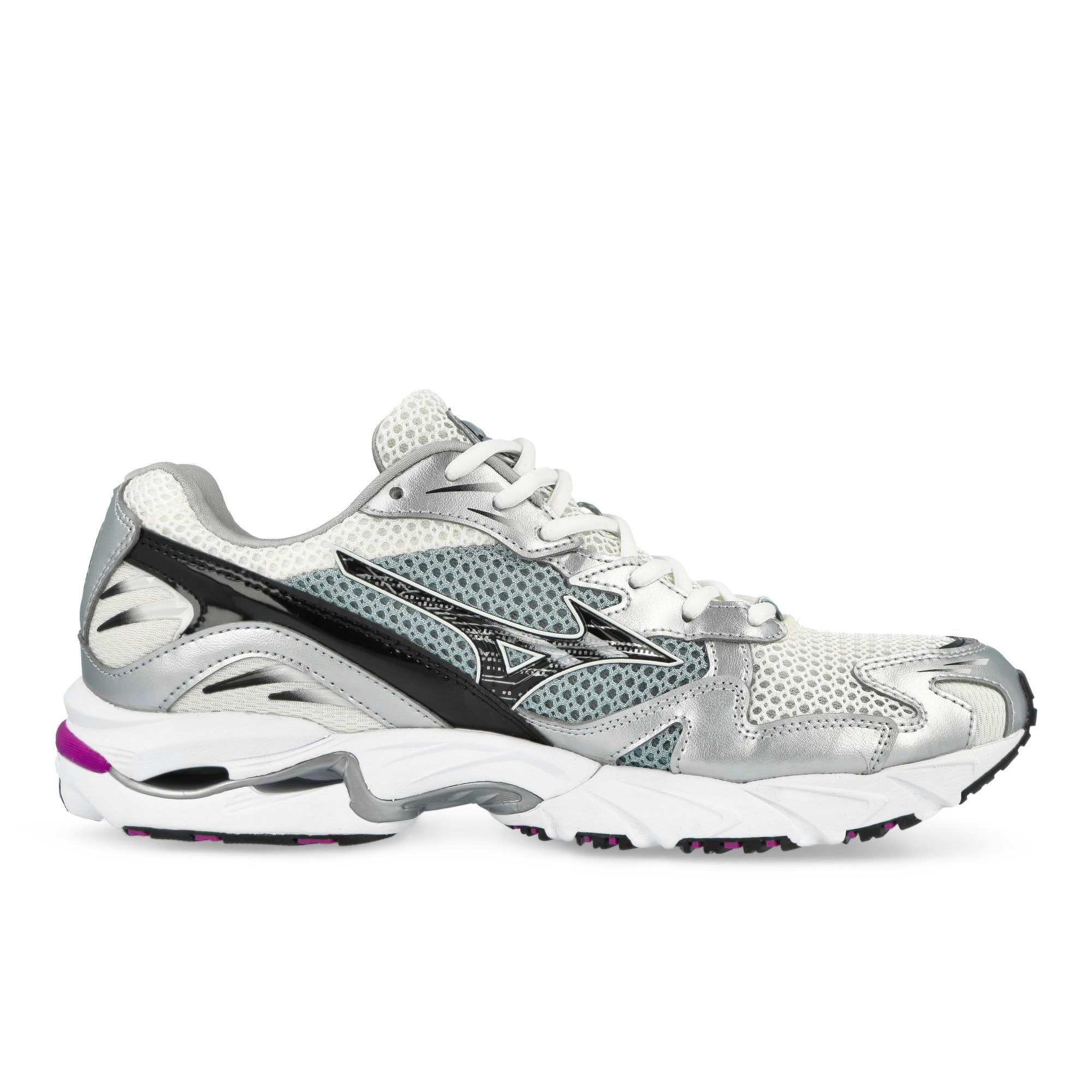 Mizuno Wave Rider 10 Snow White / Black / Slate Low Top Sneakers D1GA210418 Silhouette | Overkill
