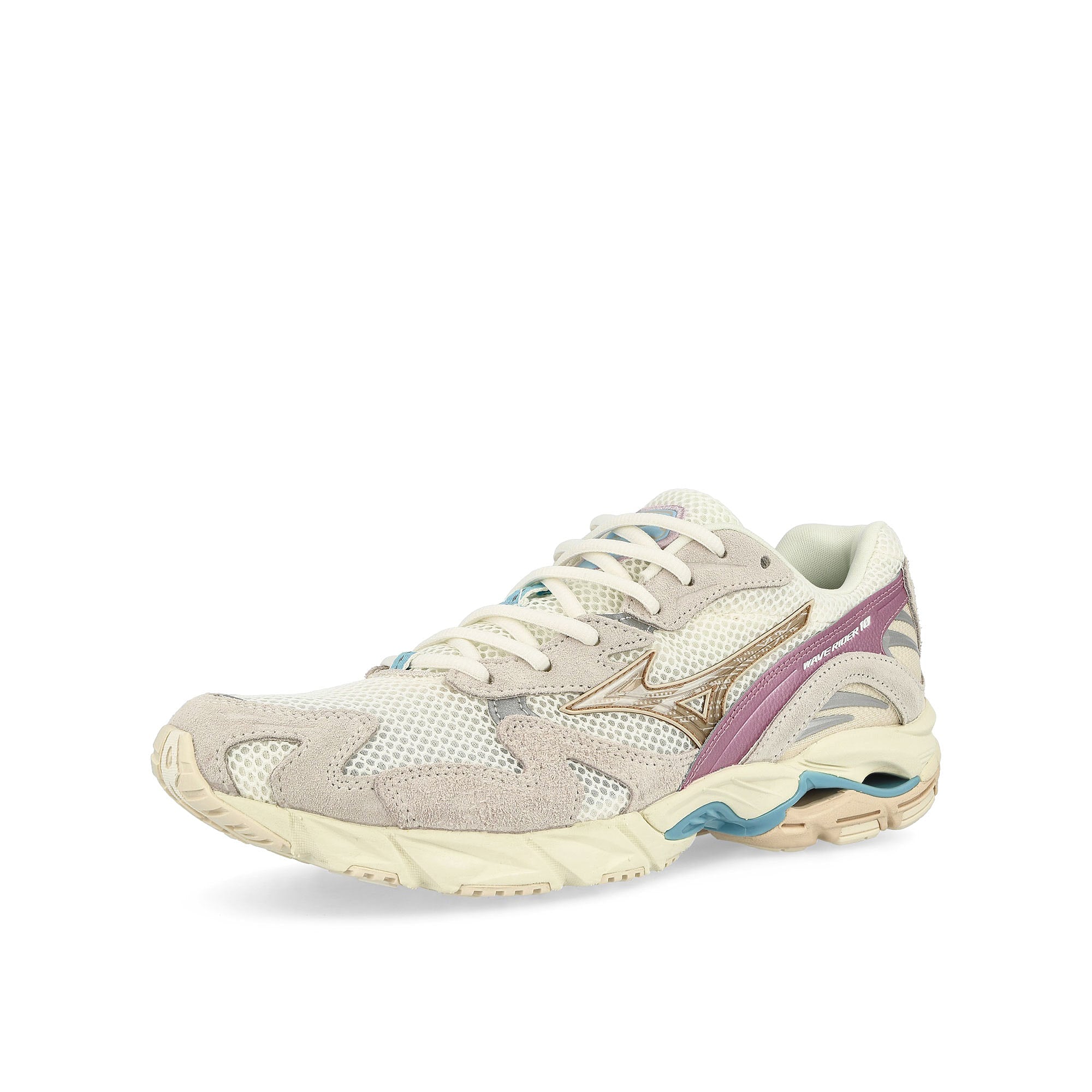 Mizuno Wave Rider 10 White Sand / Shifting Sand / Snow Low Top Sneakers  Close Up | Overkill