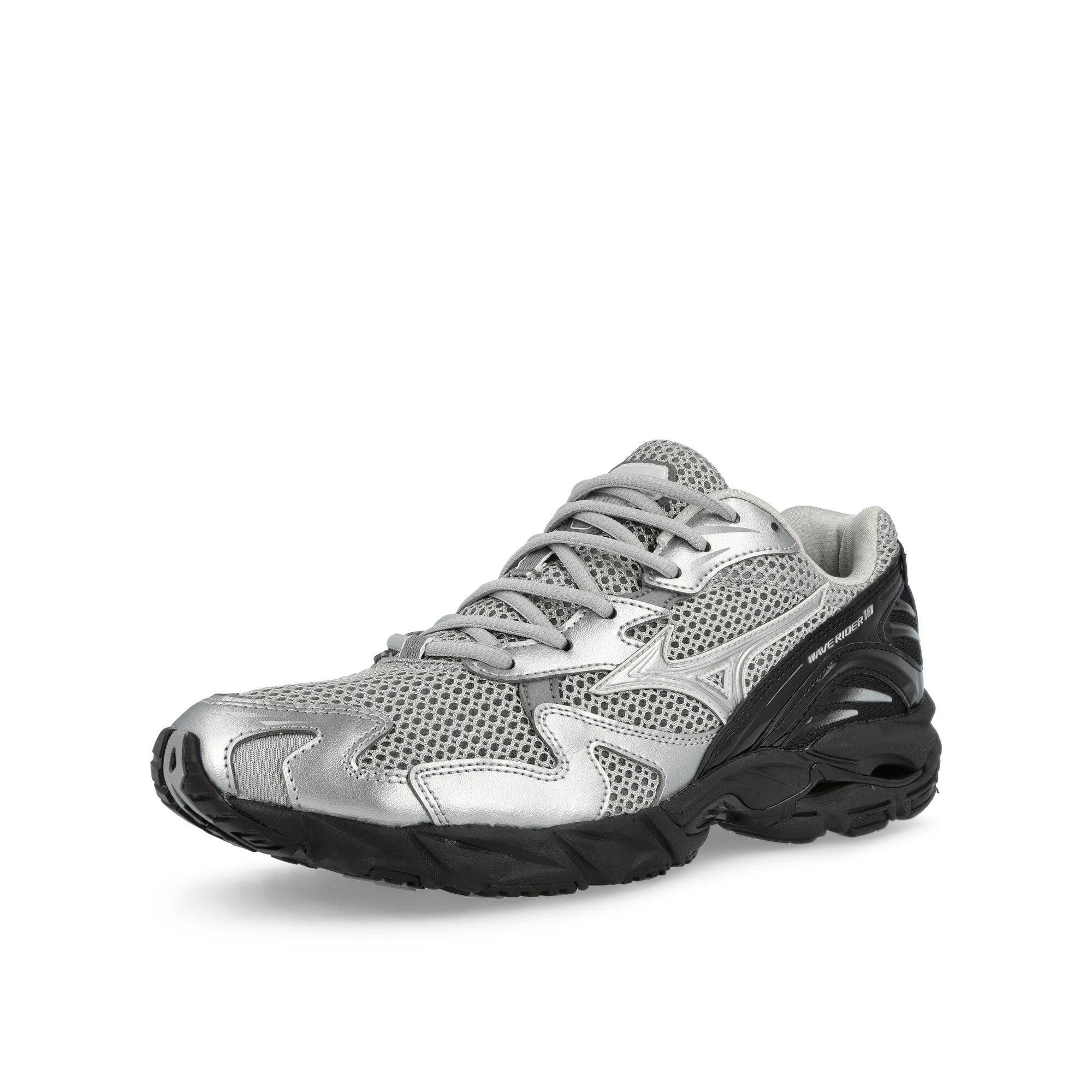 Mizuno Wave Rider 10 Harbor Mist / Silver / Black Low Top Sneakers D1GA261602 Close-up | Overkill
