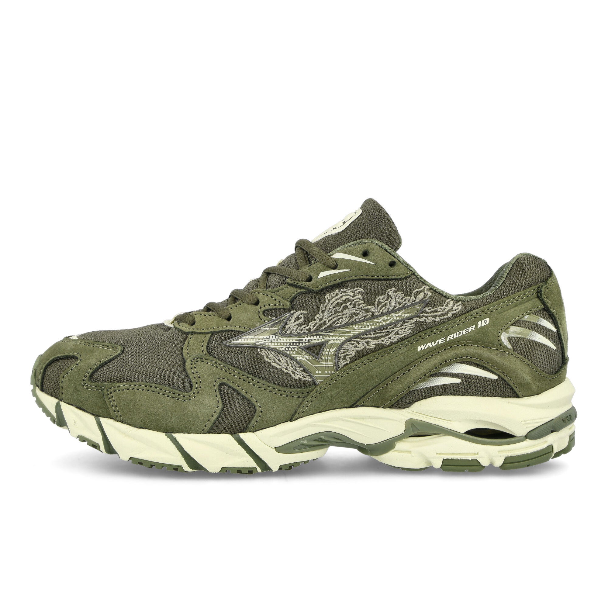 Mizuno Maharishi x Mizuno Wave Rider 10 Deep Depths / Papyrus / Depp Depths Low Top Sneakers D1GD222501 | Overkill