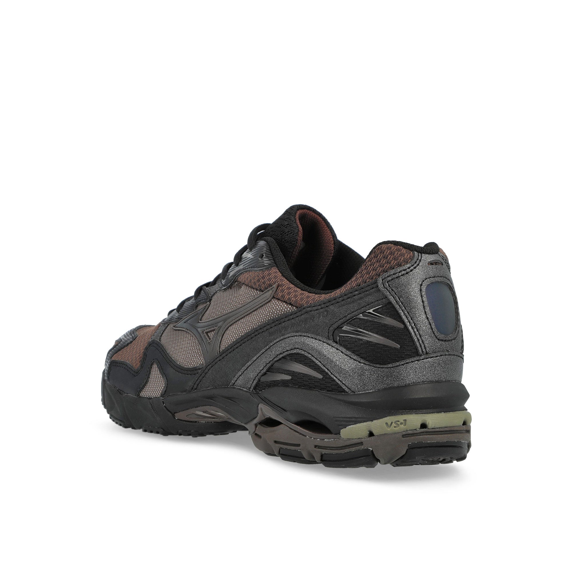 Vainl Archive x Mizuno Wave Rider 10 Chocolate Brown / Pirate Black / Black Sneaker D1GD252101 Close-up | Overkill

