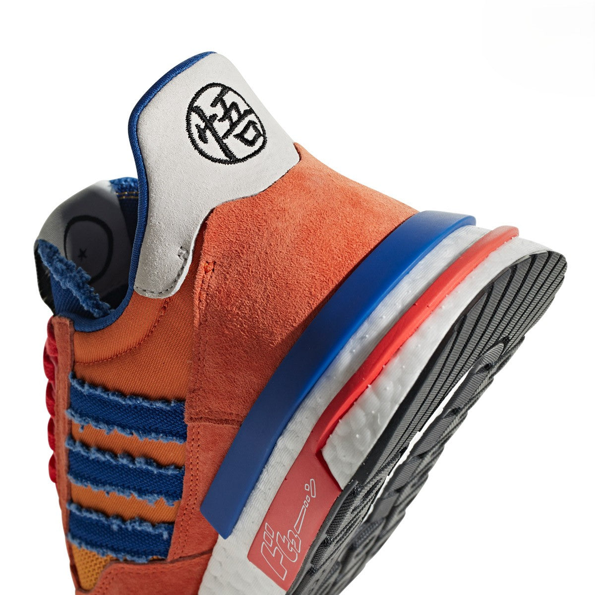 Dragon Ball Z x adidas ZX 500 RM Son Goku Orange / Collegiate Royal / Hi-Res Red Low Top Sneakers D97046 Detail View 2 | Overkill