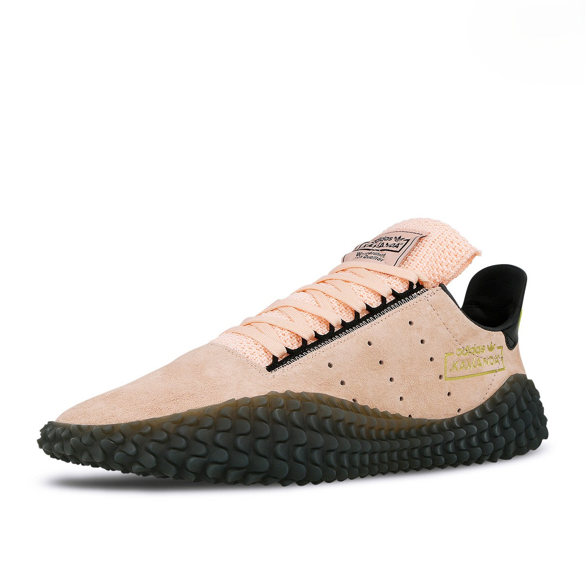 Dragon Ball Z x adidas Kamanda Majin Buu Haze Coral / Energy Ink / Shock Yellow Low Top Sneakers D97055 Close-up | Overkill