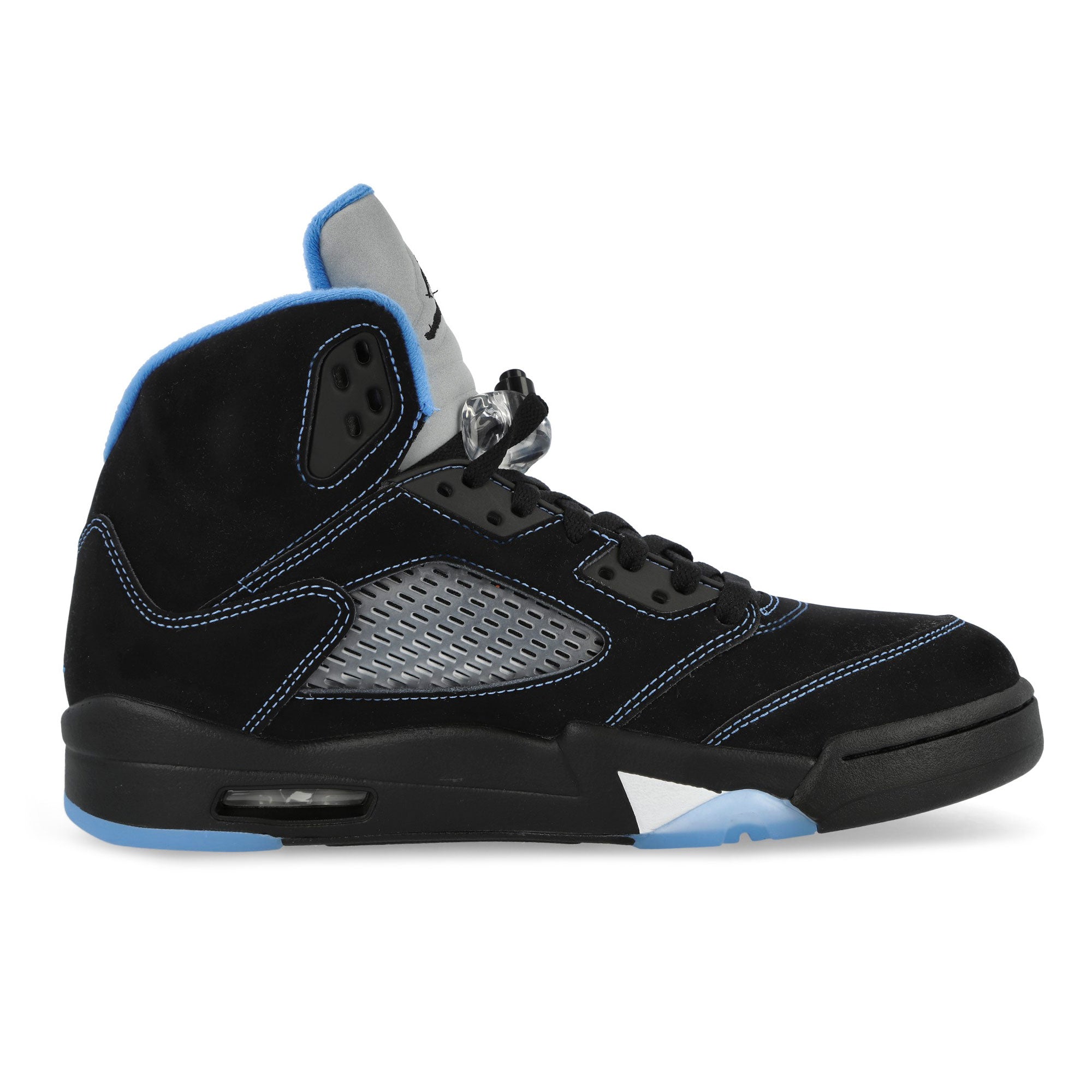 Air Jordan 5 Black Carolina Black / University Blue - White High Top Sneakers 305381 007 Silhouette | Overkill