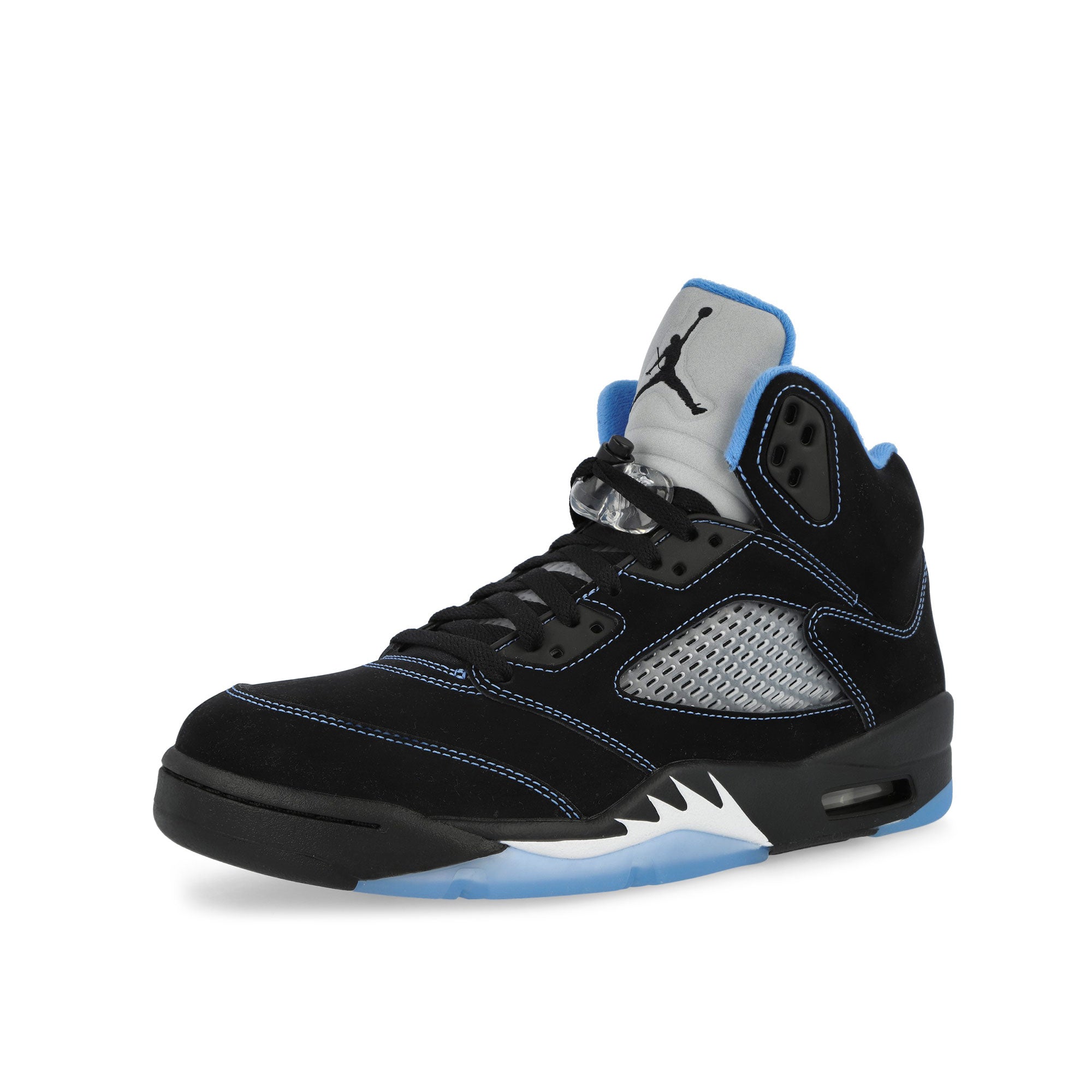 Air Jordan 5 Black Carolina Black / University Blue - White High Top Sneakers 305381 007 Close-up | Overkill