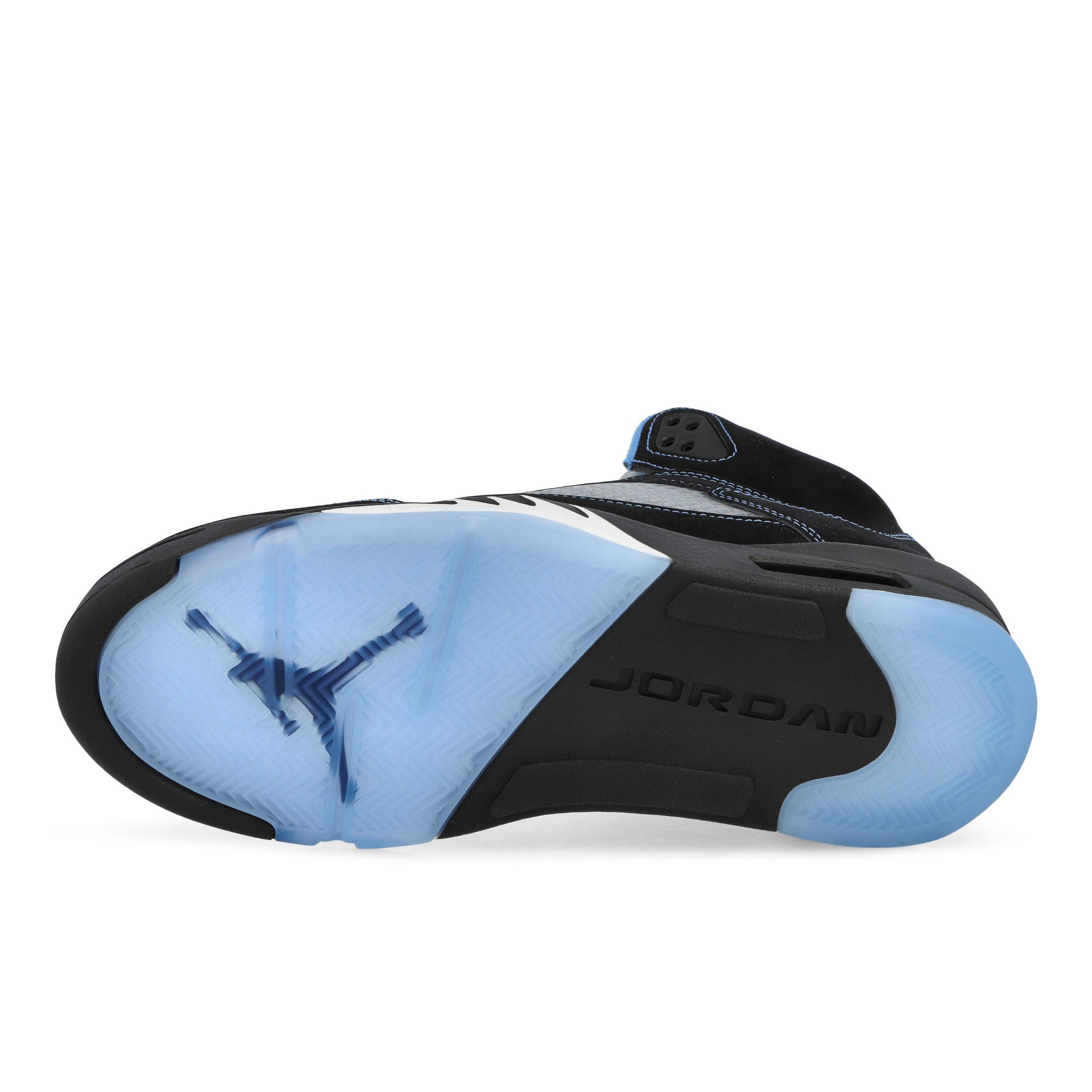 Air Jordan 5 Black Carolina Black / University Blue - White High Top Sneakers 305381 007 Detail View 1 | Overkill