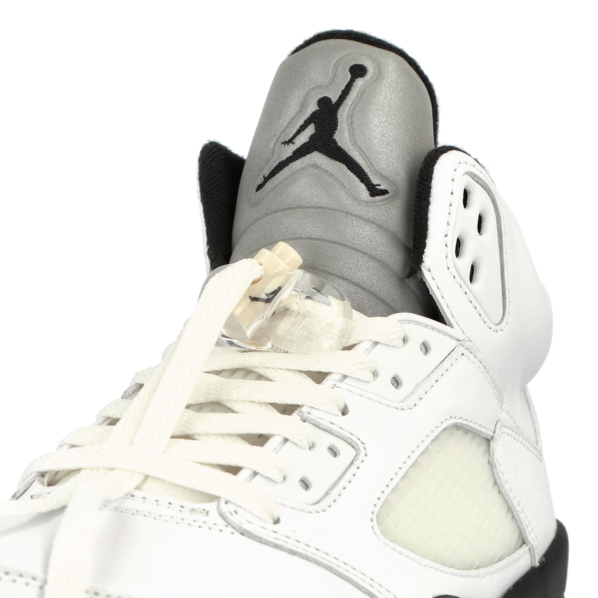 Jordan Air Jordan 5 Retro White / Black - Sail - Metallic Silver High Top Sneakers  Detail View 3 | Overkill
