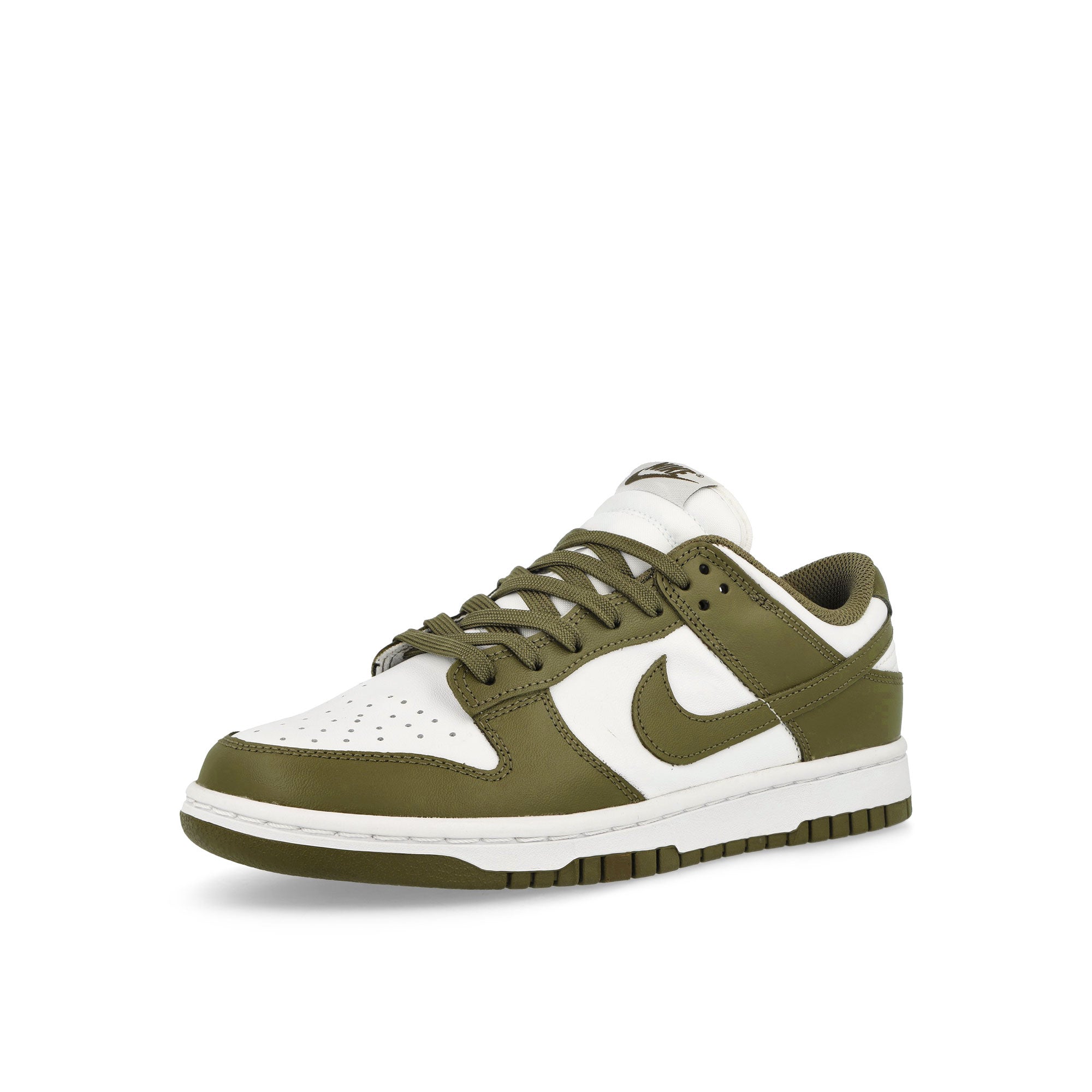 Nike W Dunk Low White / Medium Olive - White Low Top Sneakers  Close Up | Overkill