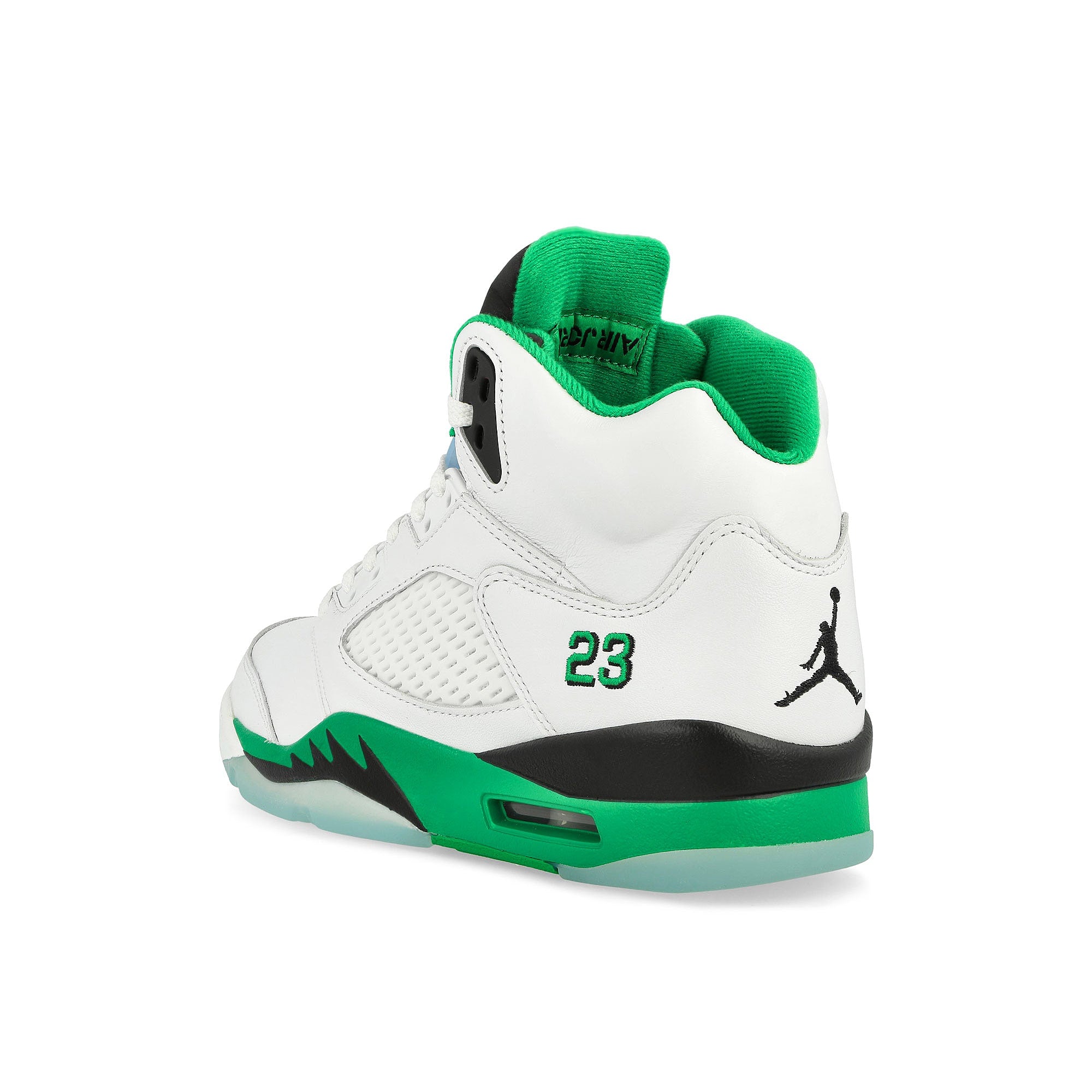 Jordan Wmns Air Jordan 5 Retro White / Lucky Green - Black - Ice Blue Low Top Sneakers  Close Up | Overkill