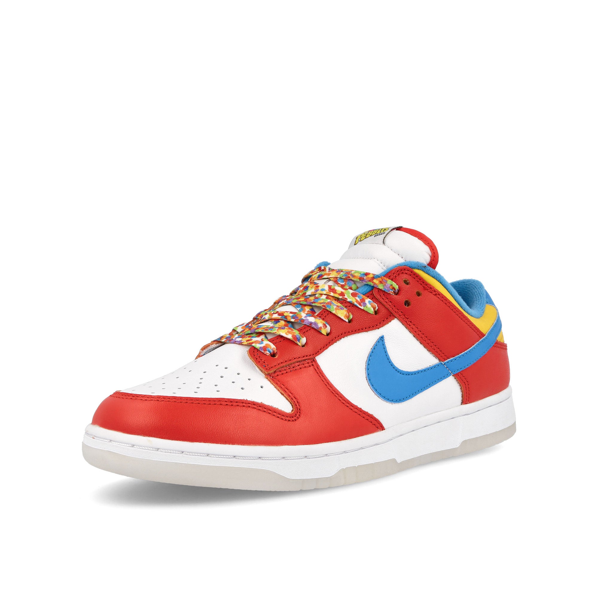 Nike LeBron James x Nike Dunk Low QS Habanero Red / Laser Blue - White Low Top Sneakers  Close Up | Overkill