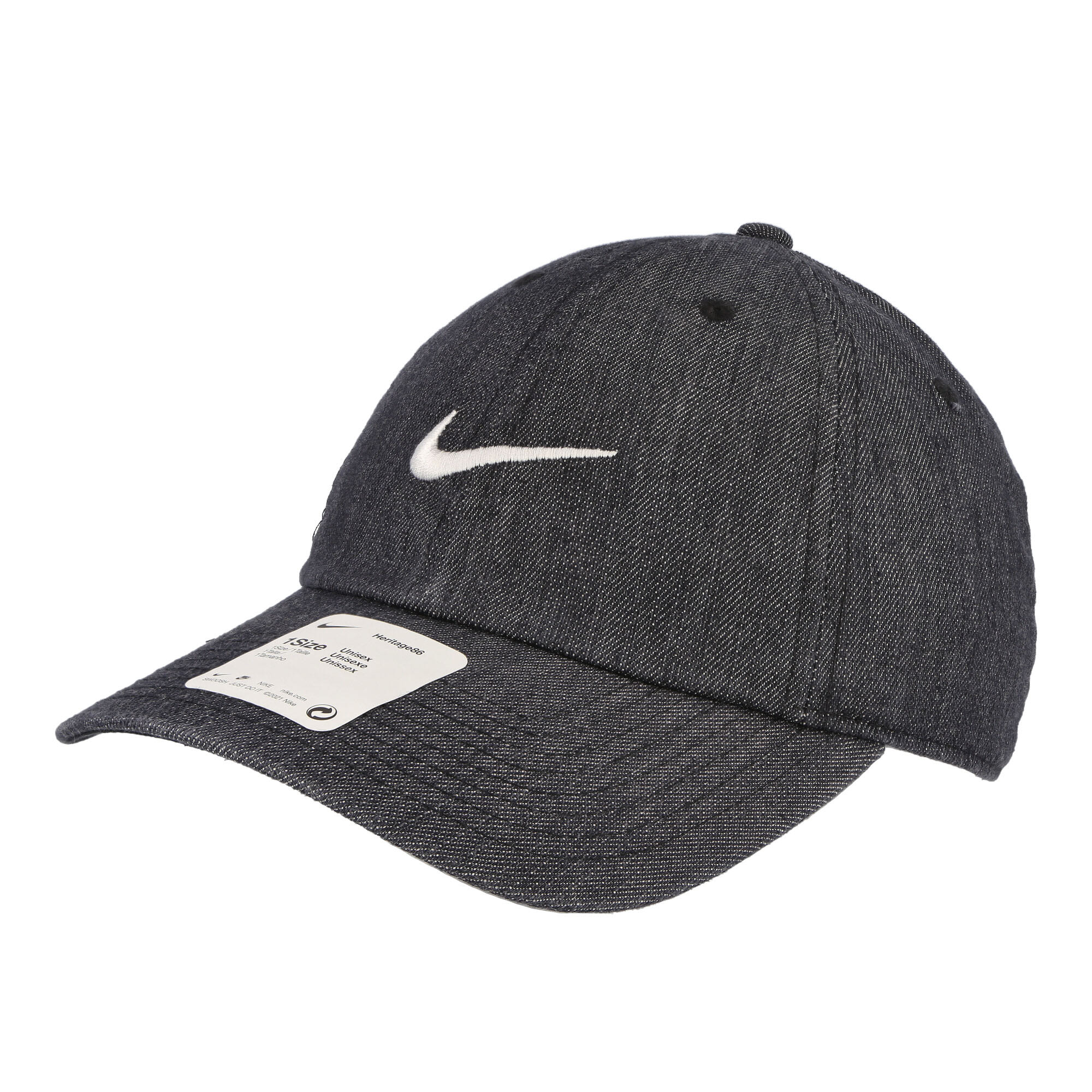 Nike Heritage86 Swoosh Denim Cap Black / White Caps DJ6220 010 | Overkill