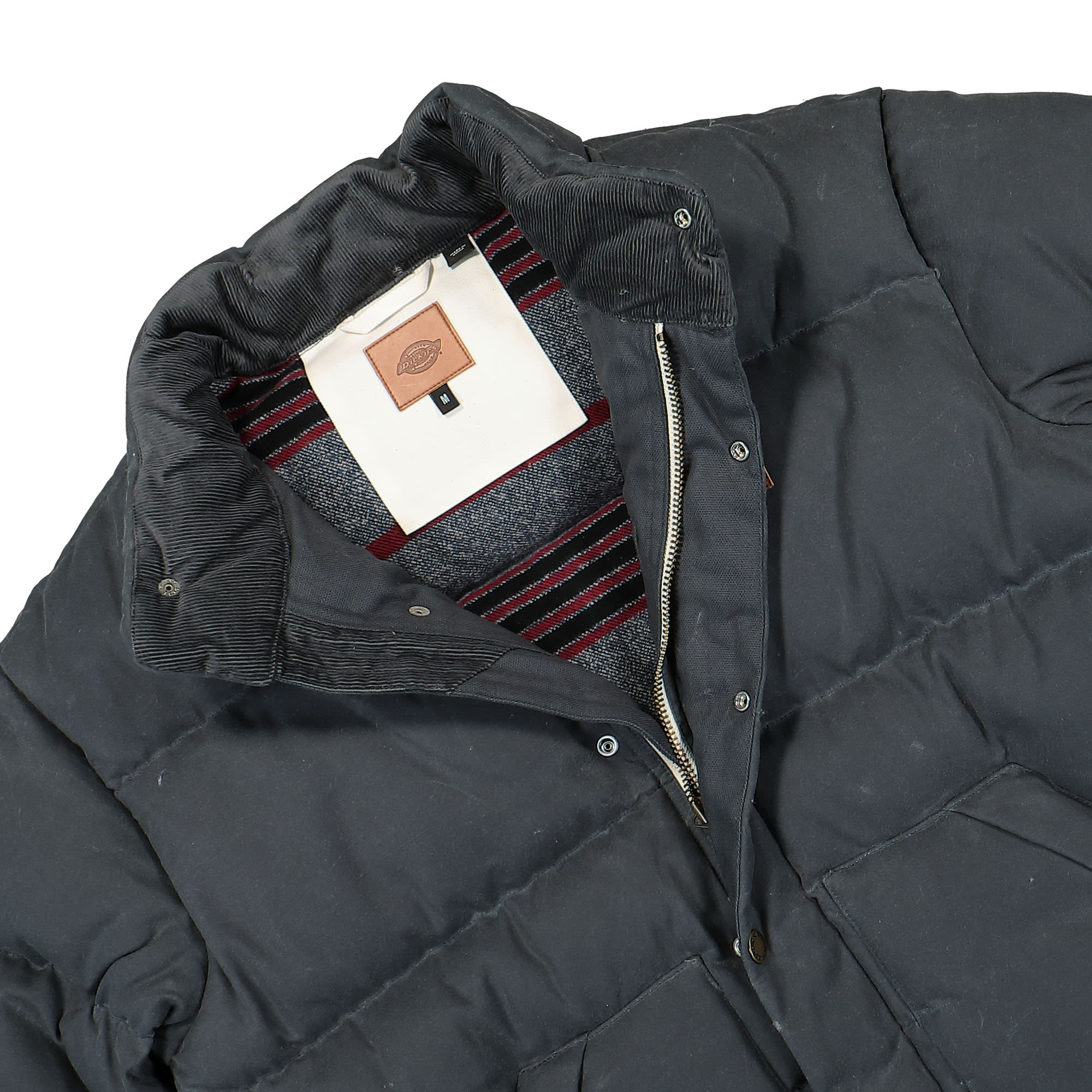 Dickies Lucas Waxed Puffer Jacket Charcoal Grey Puffer Jackets Close-up | Overkill