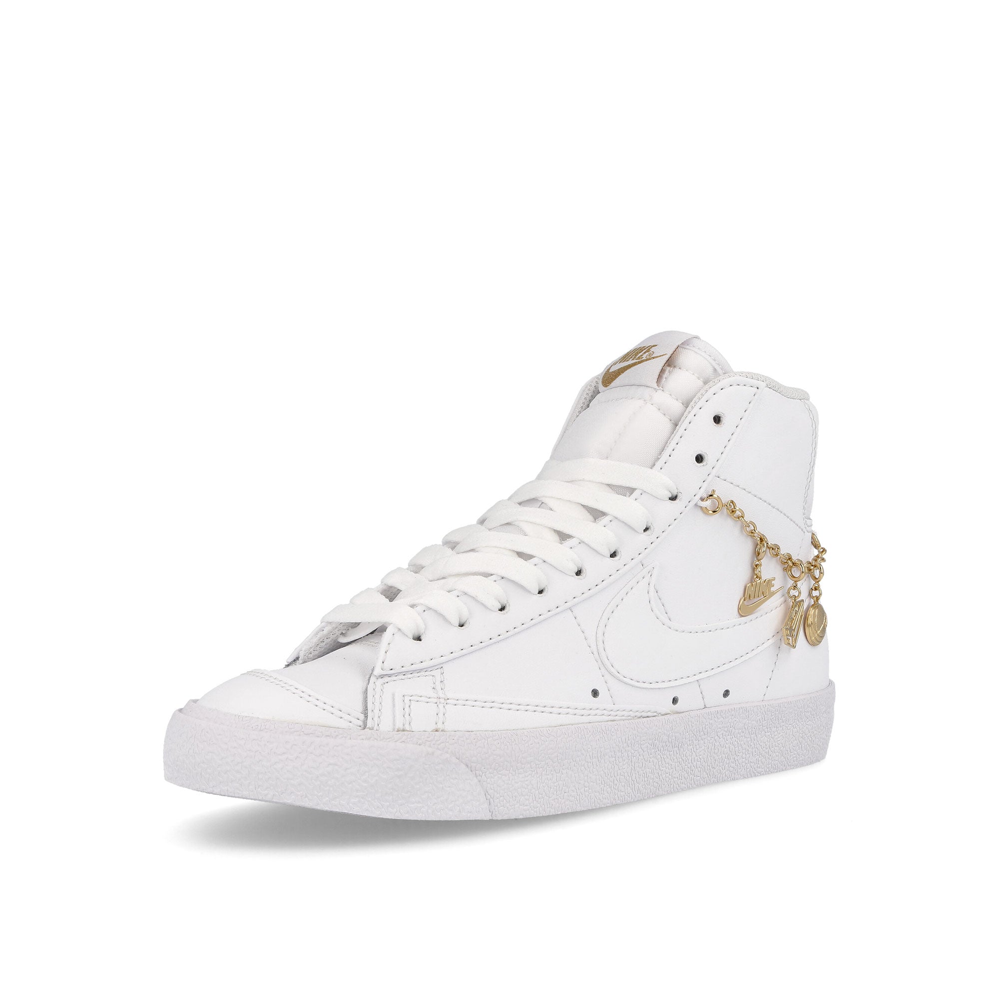 Nike wmns blazer mid 77 lx White-White - Metallic Gold Mid Top Sneakers  Close Up | Overkill