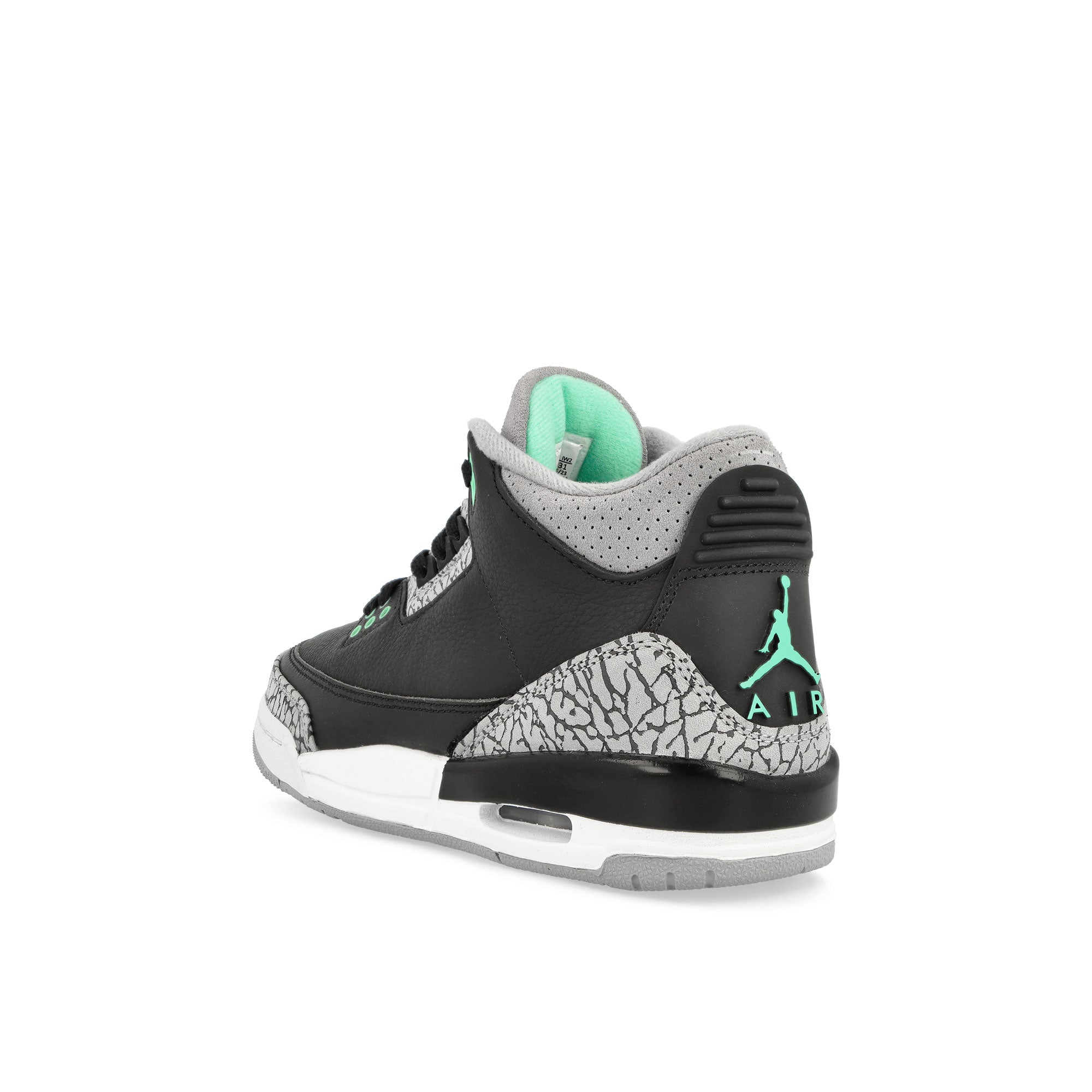 Jordan Air Jordan 3 Retro GS Black / Green Glow - Wolf Grey - White High Top Sneakers  Material | Overkill
