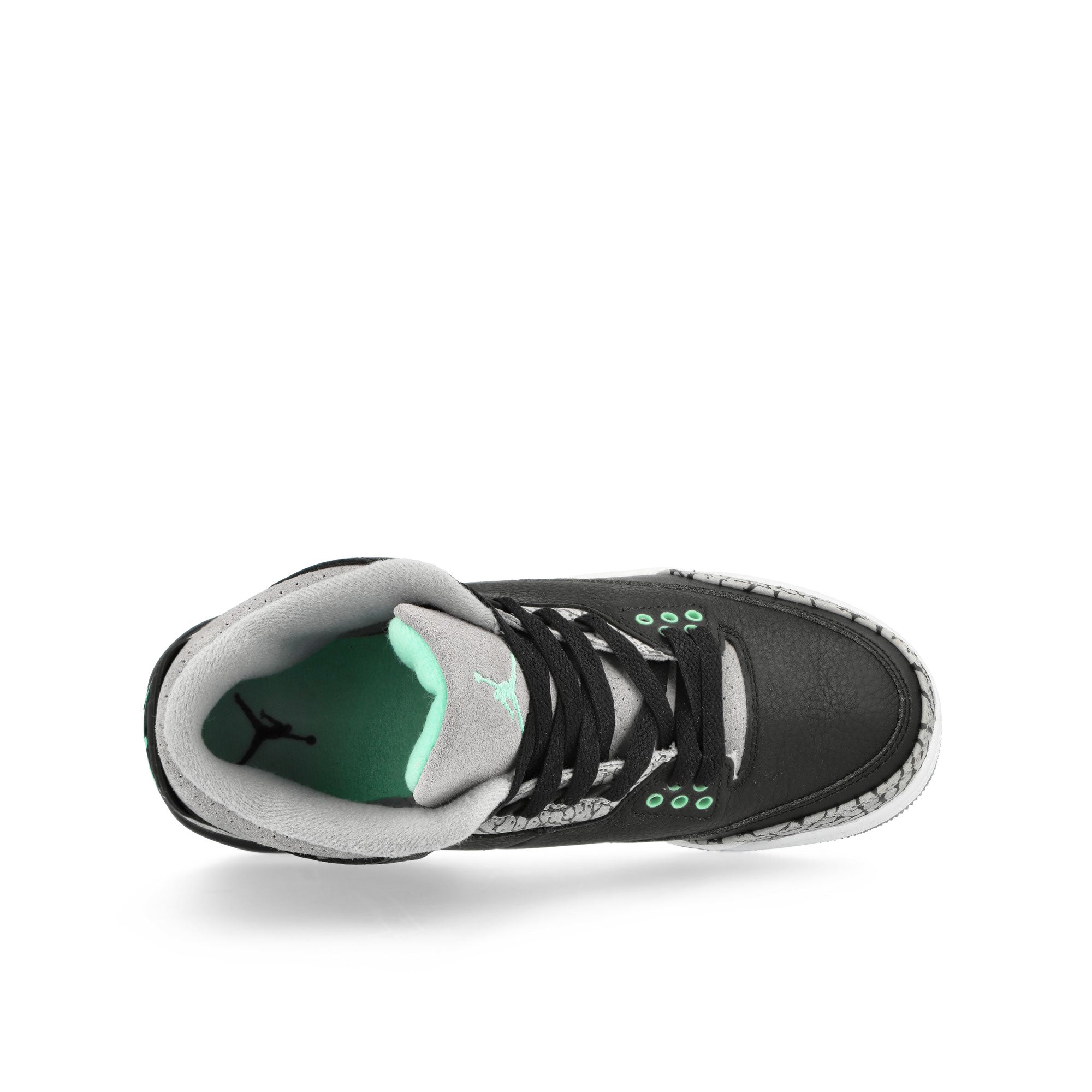 Jordan Air Jordan 3 Retro GS Black / Green Glow - Wolf Grey - White High Top Sneakers  Detailfoto | Overkill