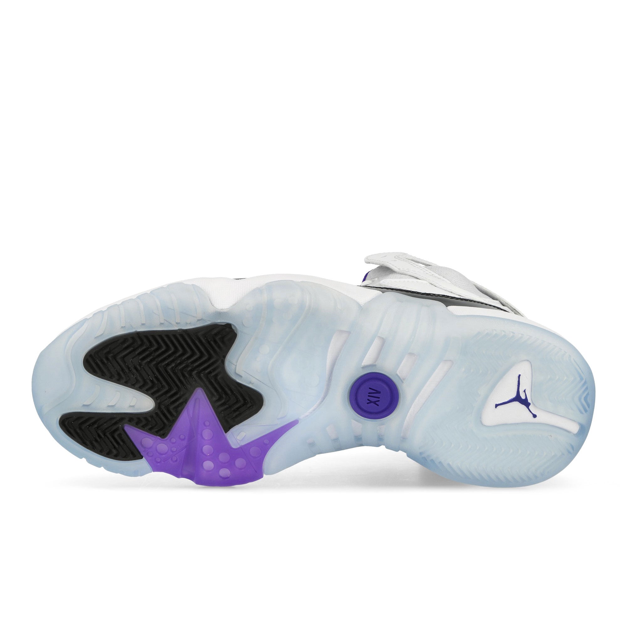 Jordan Jumpman Two Trey White / Dark Concord - Black High Top Sneakers  Detail View 1 | Overkill