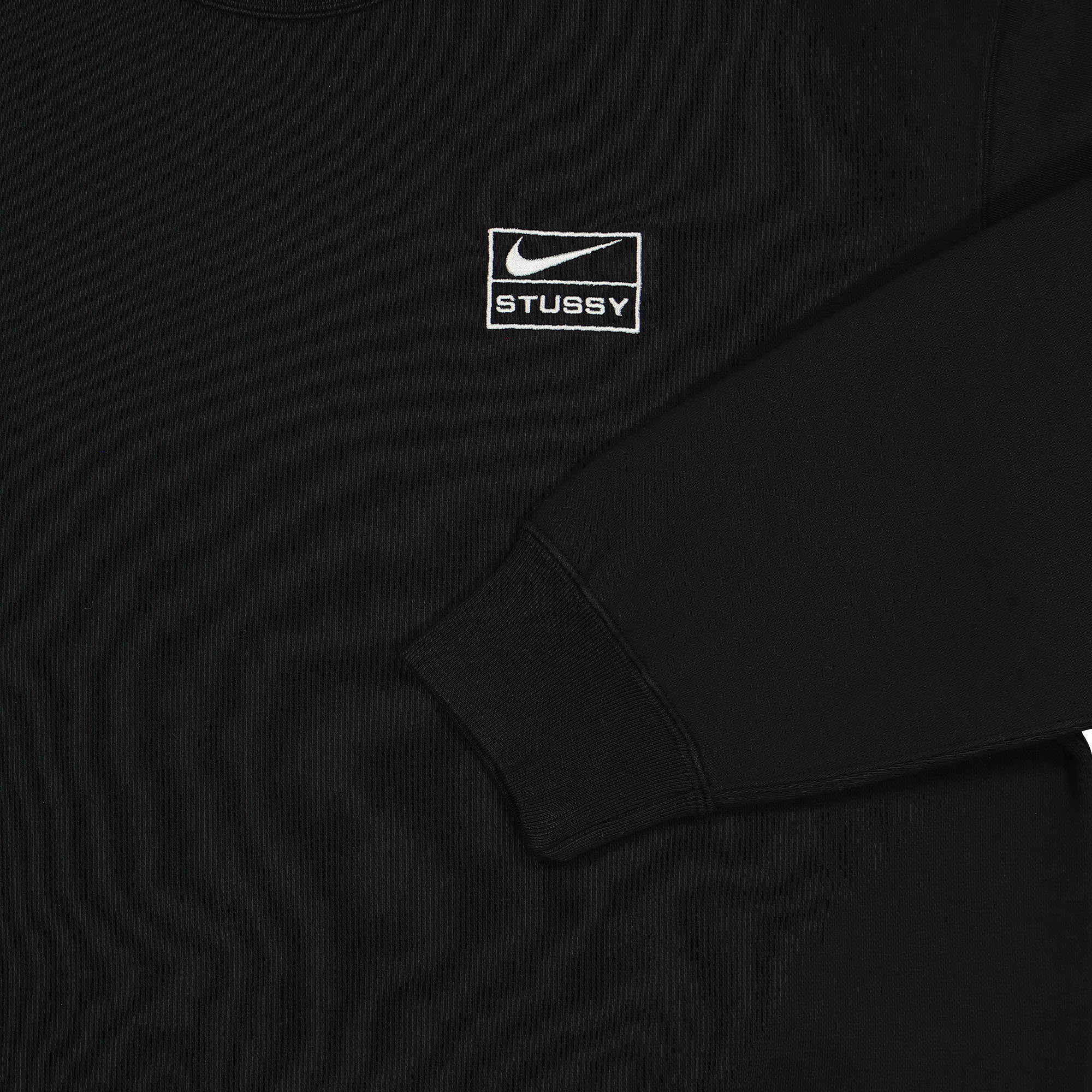 Nike Stussy x Nike Washed Fleece Sweat Crew Black / Sail Sweatshirts Detailfoto | Overkill