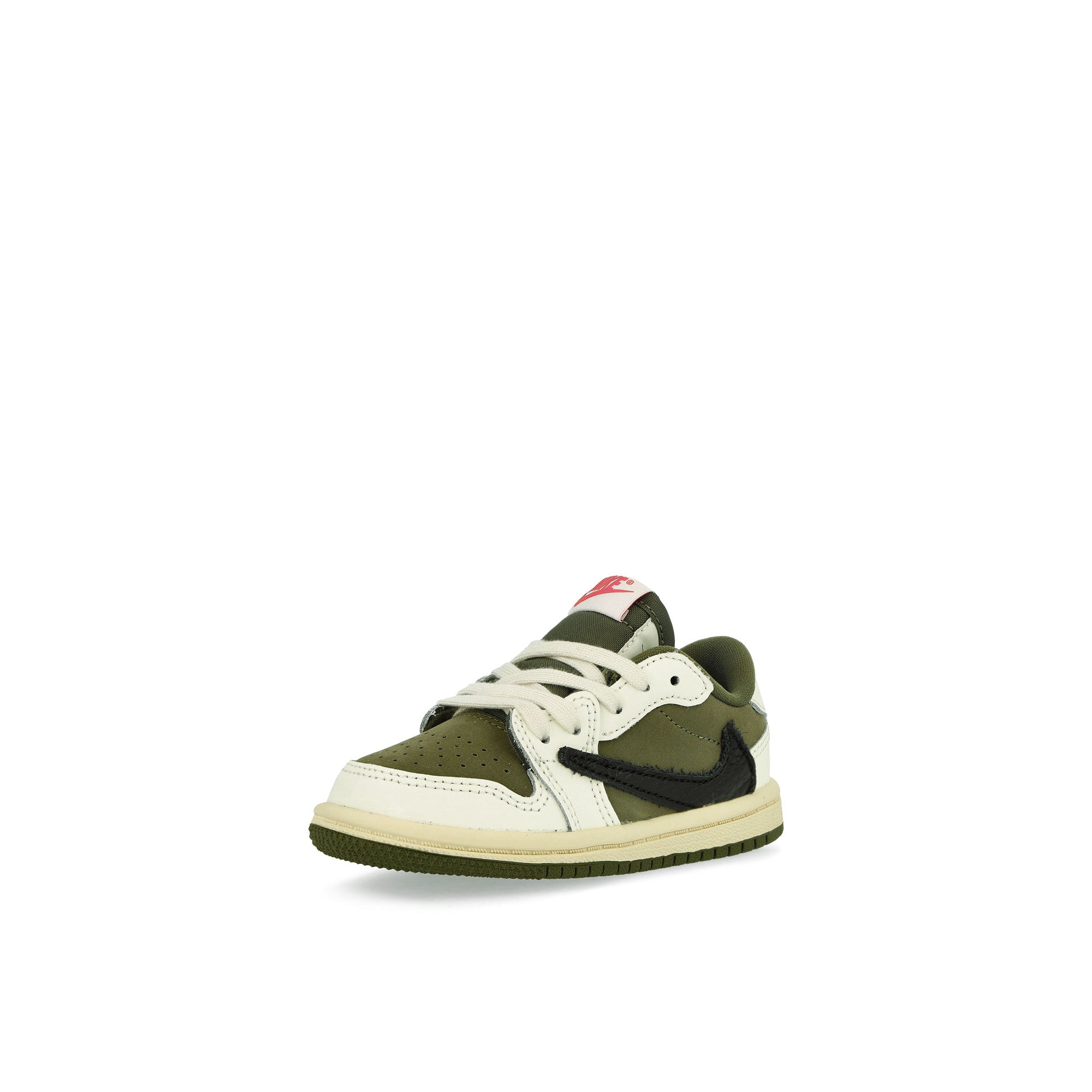 Jordan 1 Low OG SP TD Medium Olive / Black - Sail - Muslin Low Top Sneakers  Close Up | Overkill