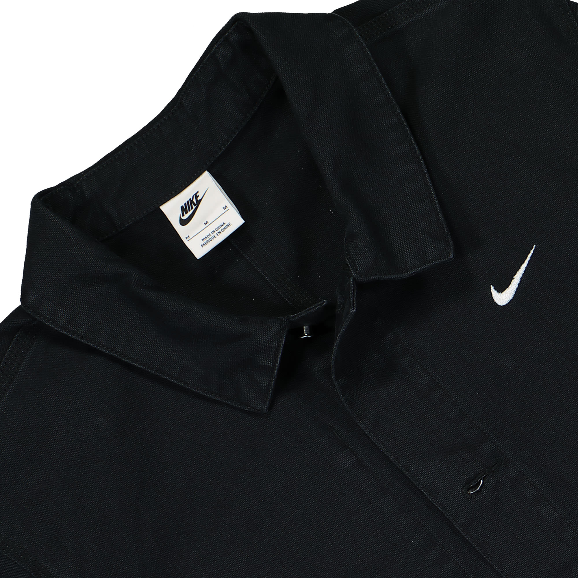Nike Life Unlined Chore Coat Jacket Black / White Coats Close-up | Overkill