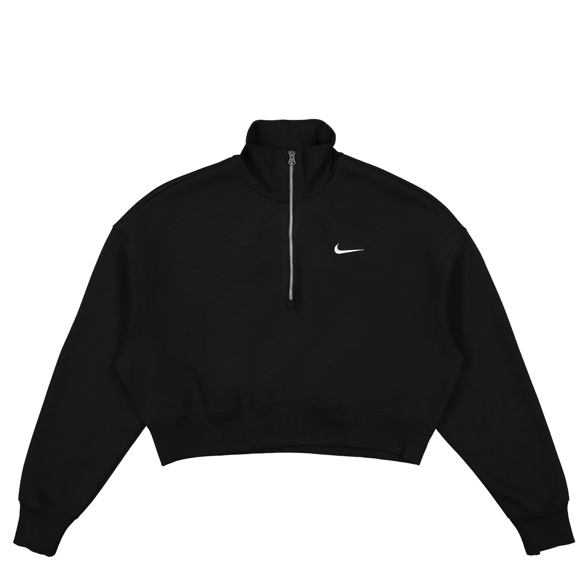 Nike W Phoenix Fleece Oversized 1/2-Zip Crop Sweatshirt Black / Sail Sweatshirts DQ5767 010 | Overkill