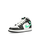 Jordan Air Jordan 1 Mid GS White / Green Glow - Black Mid Top Sneakers  Close Up | Overkill