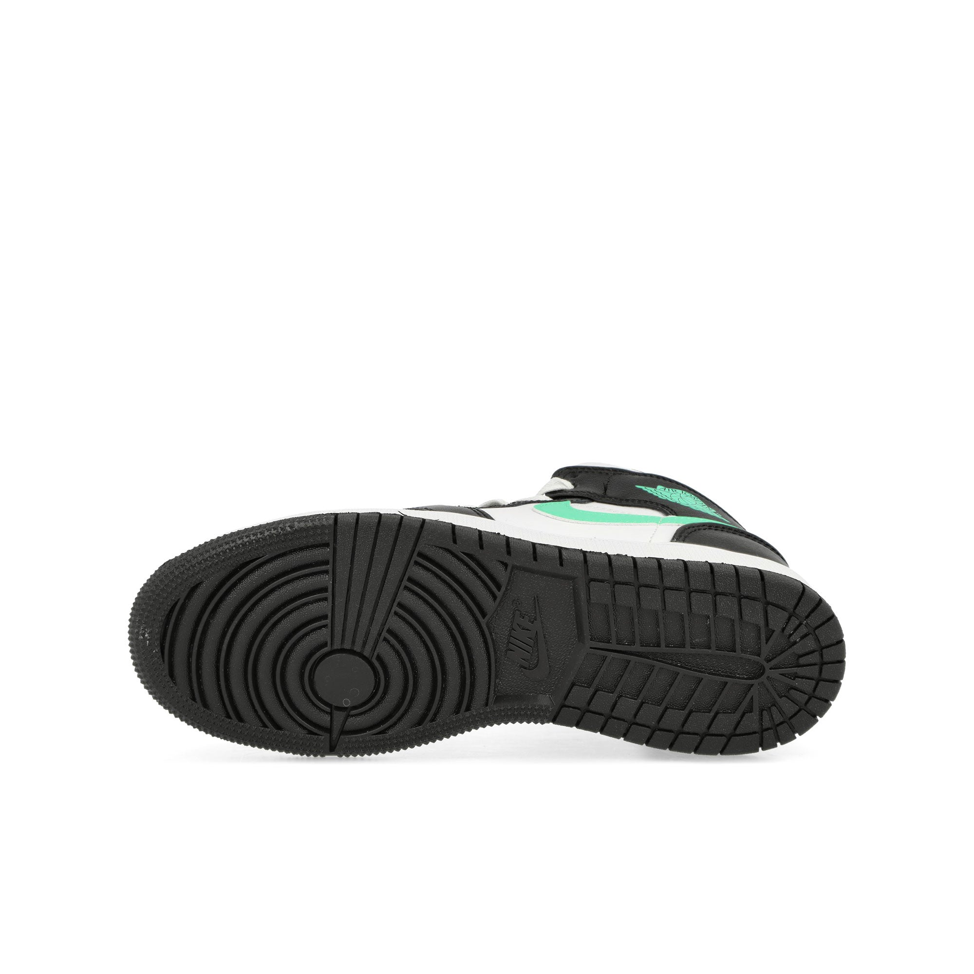 Jordan Air Jordan 1 Mid GS White / Green Glow - Black Mid Top Sneakers  Detail View 1 | Overkill