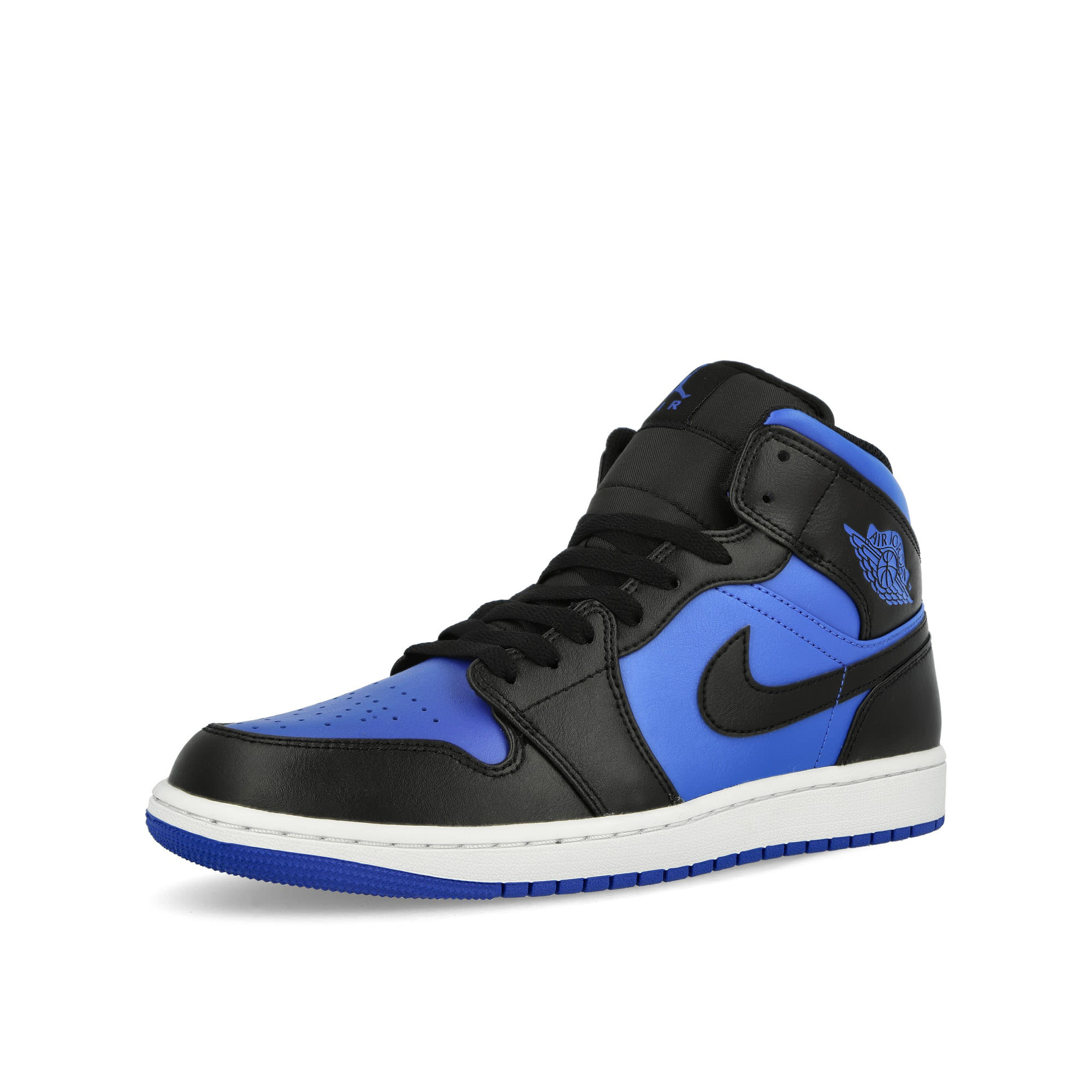 Jordan Air Jordan 1 Mid Mid Black / Royal Blue – Black - White  Mid Top Sneakers  Close Up | Overkill