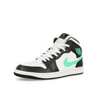 Jordan Air Jordan 1 Mid White / Green Glow - Black Mid Top Sneakers  Close Up | Overkill