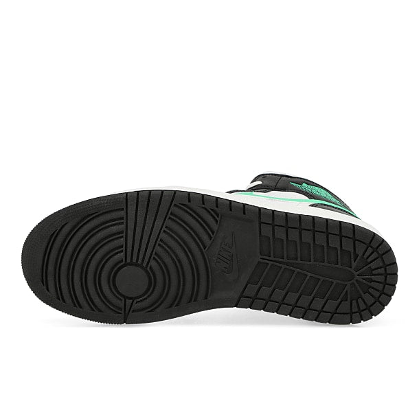 Jordan Air Jordan 1 Mid White / Green Glow - Black Mid Top Sneakers  Detail View 1 | Overkill