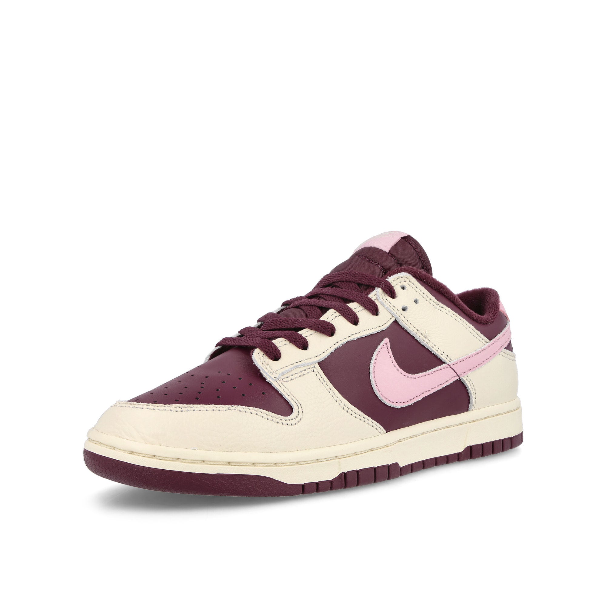 Nike Dunk Low Retro PRM Pale Ivory / Med Soft Pink - Night Maroon Low Top Sneakers  Close Up | Overkill