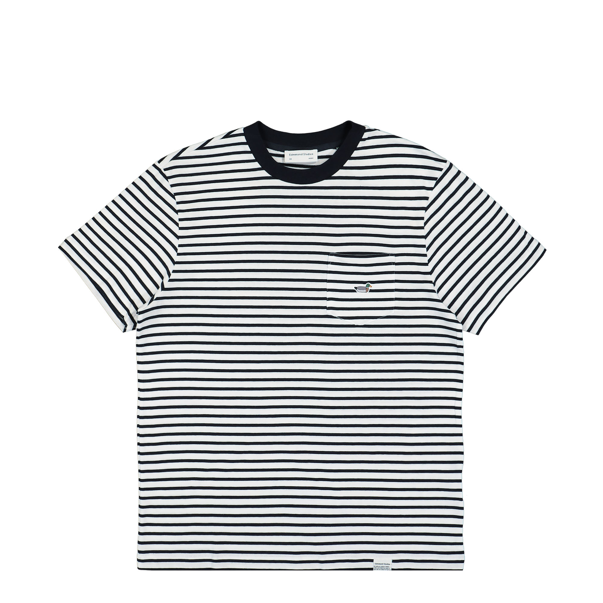 Edmmond Studios Duck Patch T-Shirt Plain Horizontal Stripes Navy T-Shirts 323-30-31594 | Overkill