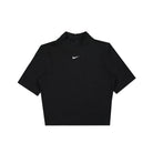 Nike W nsw Essentials Rib Mock Neck Short Sleeve Top Black / White T-Shirts DV7958 010 | Overkill