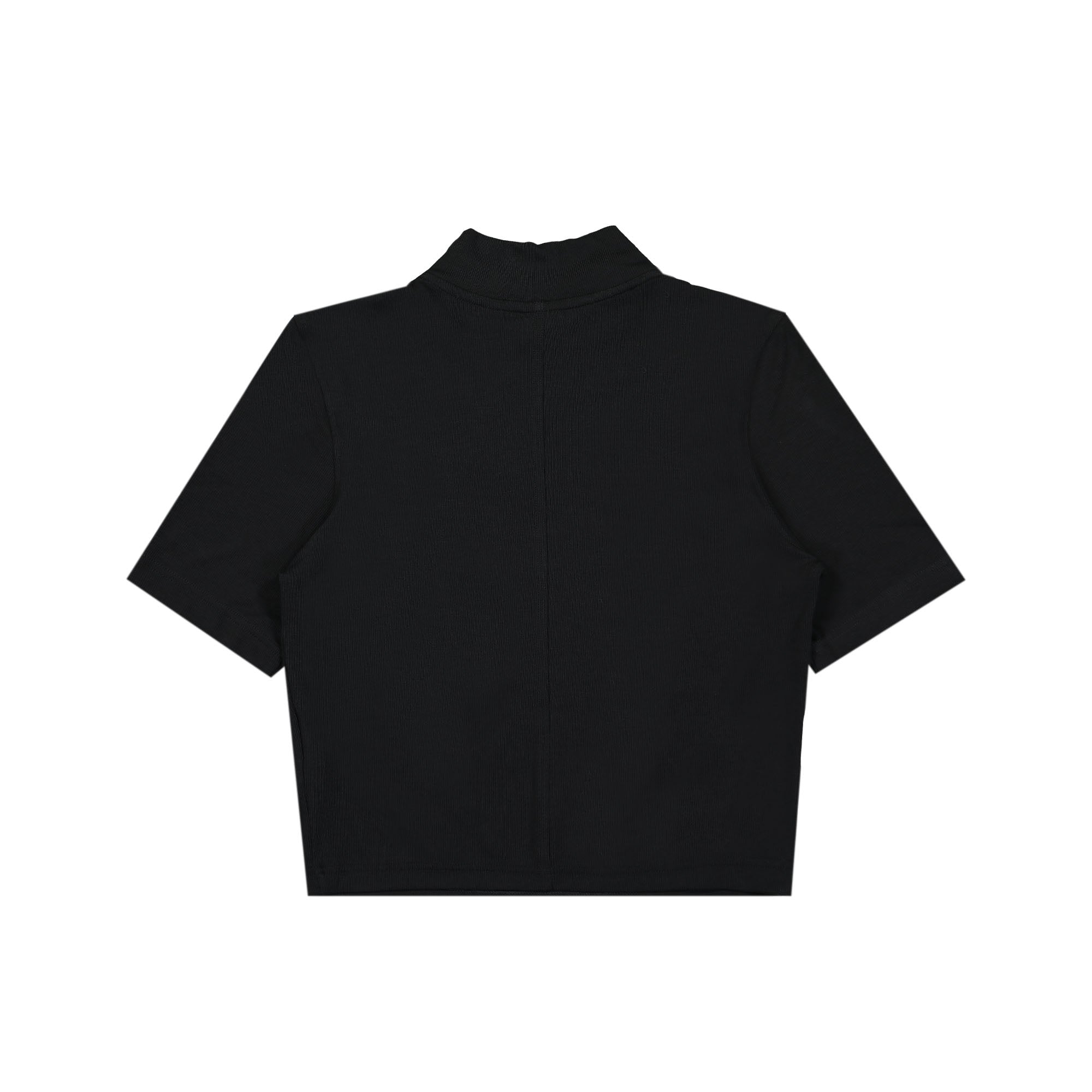 Nike W nsw Essentials Rib Mock Neck Short Sleeve Top Black / White T-Shirts Material | Overkill