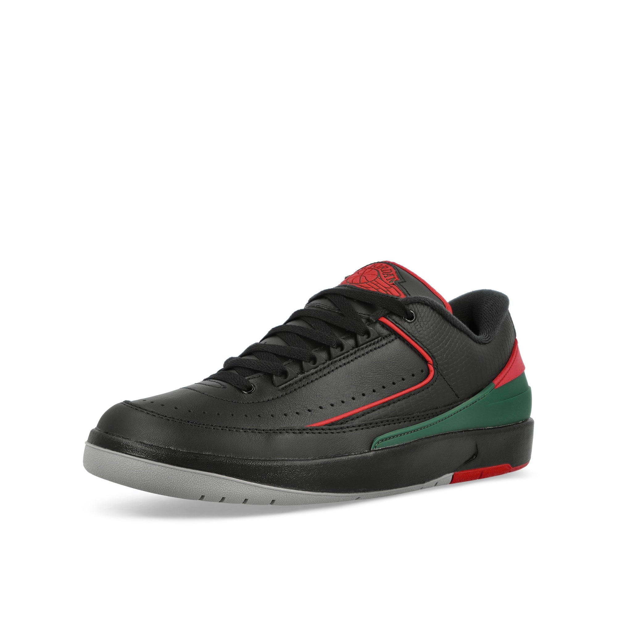 Jordan Air Jordan 2 Retro Low Black / Fire Red - Fire - Cement Grey Low Top Sneakers  Close Up | Overkill