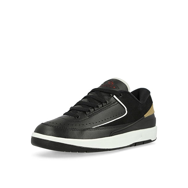 Jordan Wmns Air Jordan 2 Retro Low Black / Varsity Red - Metallic Gold Low Top Sneakers  Close Up | Overkill