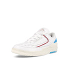 Jordan Wmns Air Jordan 2 Retro Low White-Gym Red - Dark Powder Blue Sneakers  Close Up | Overkill