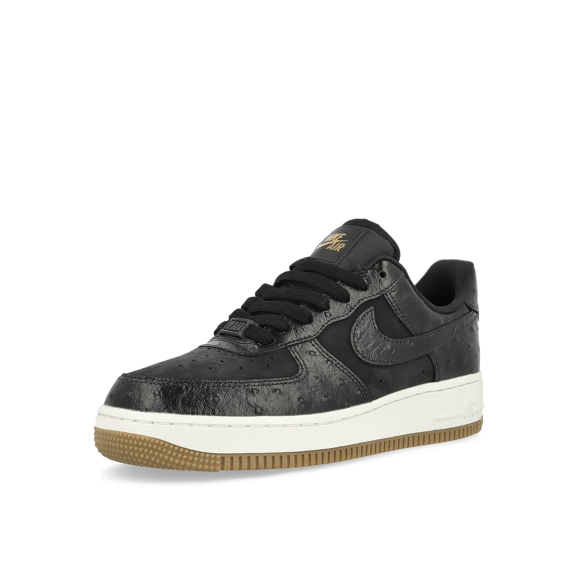 Nike W Air Force 1 '07 LX Black / Black - Sail - Gum Light Brown Low Top Sneakers  Close Up | Overkill