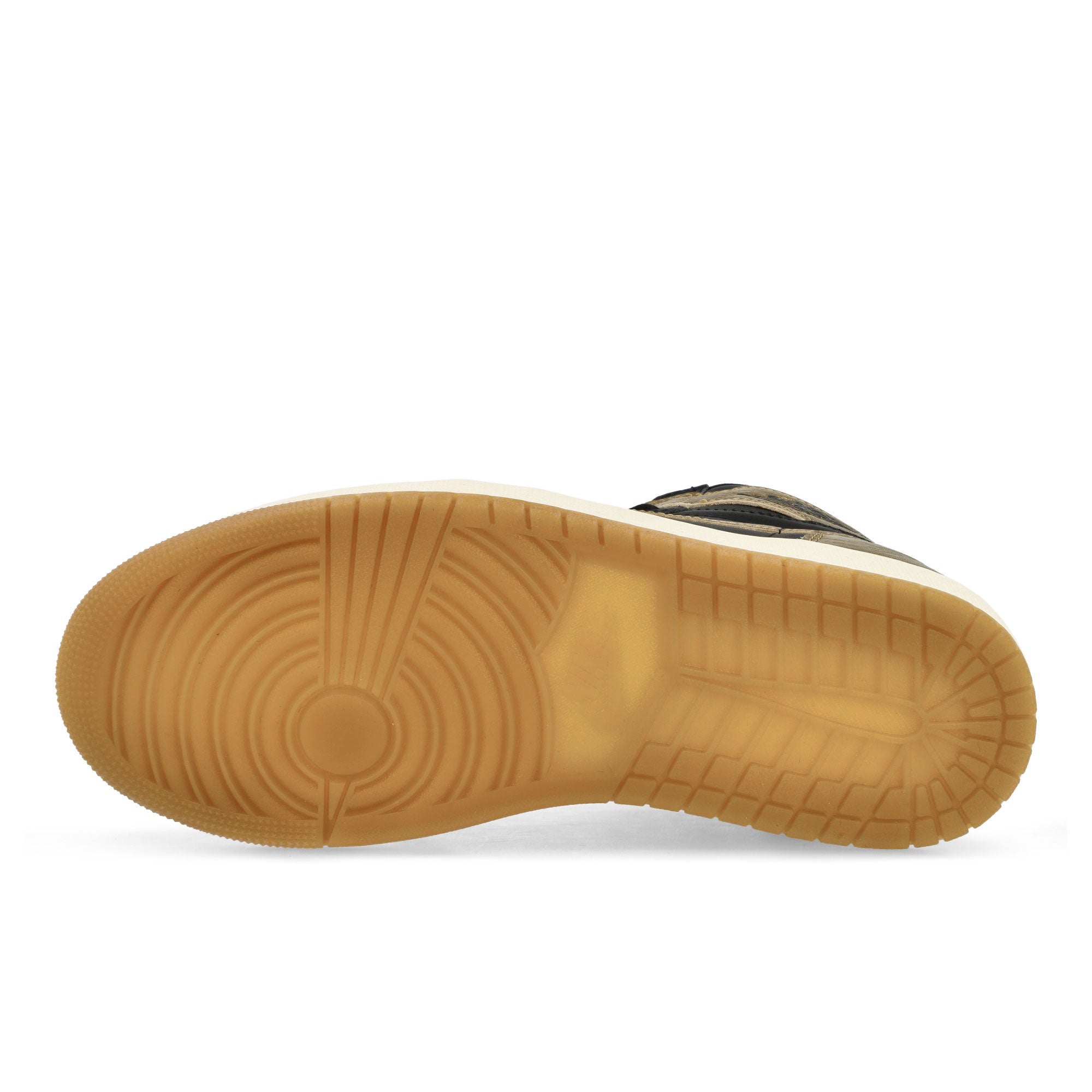 Jordan Air Jordan 1 Retro High OG Black / Metallic Gold - Sail High Top Sneakers  Detail View 1 | Overkill