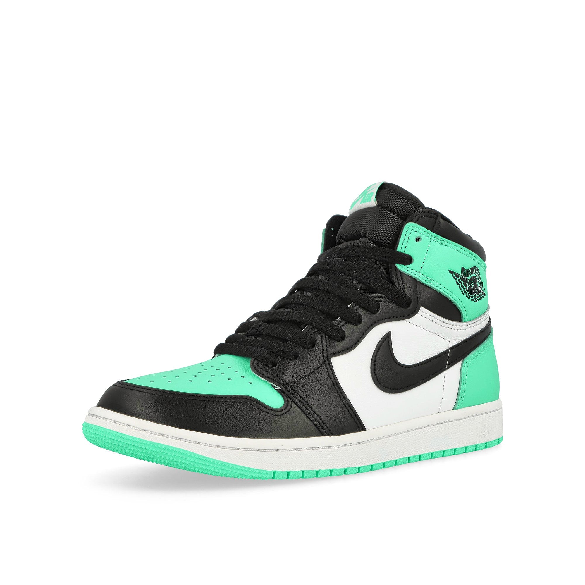 Jordan Air Jordan 1 Retro High OG White / Black - Green Glow High Top Sneakers  Close Up | Overkill