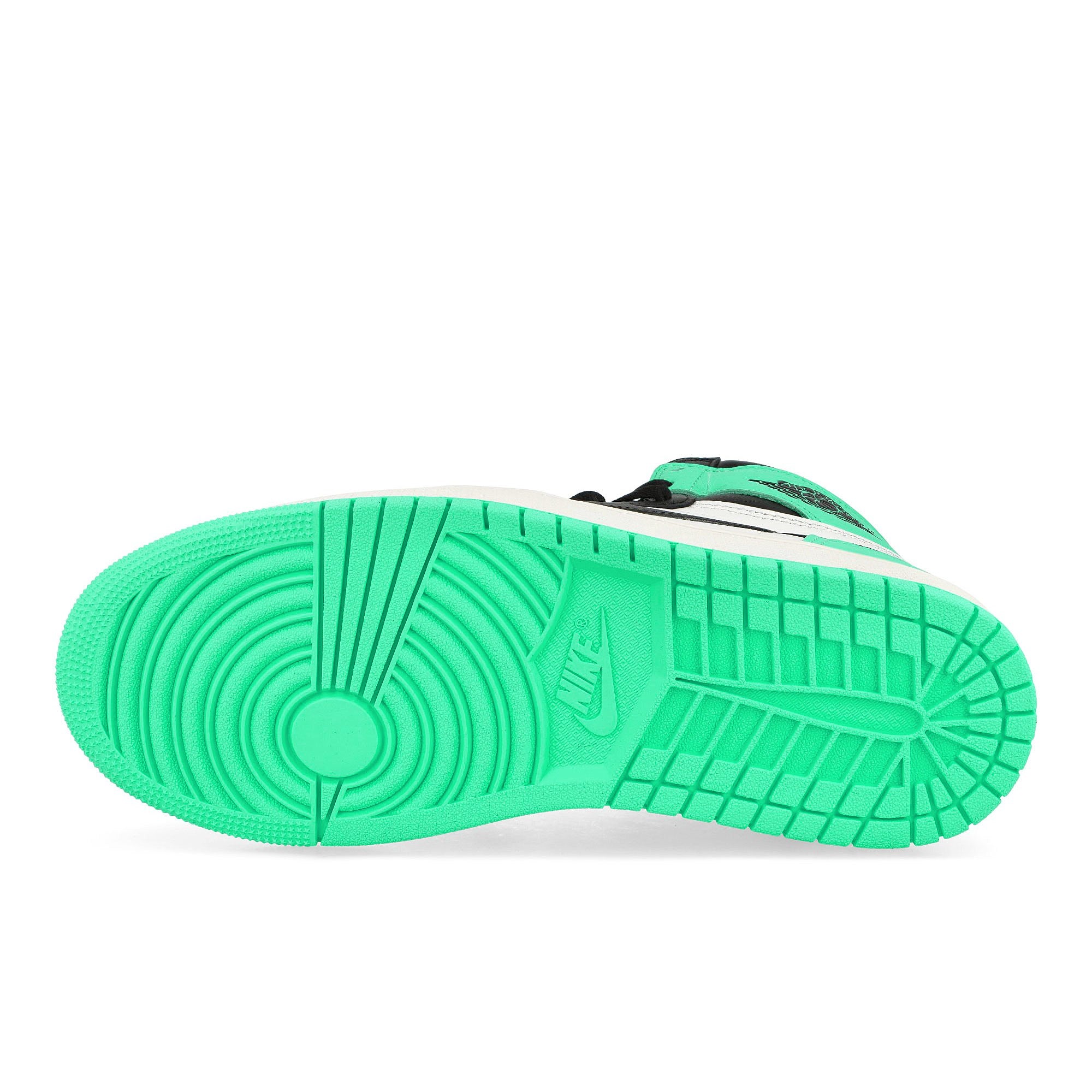 Jordan Air Jordan 1 Retro High OG White / Black - Green Glow High Top Sneakers  Detail View 1 | Overkill