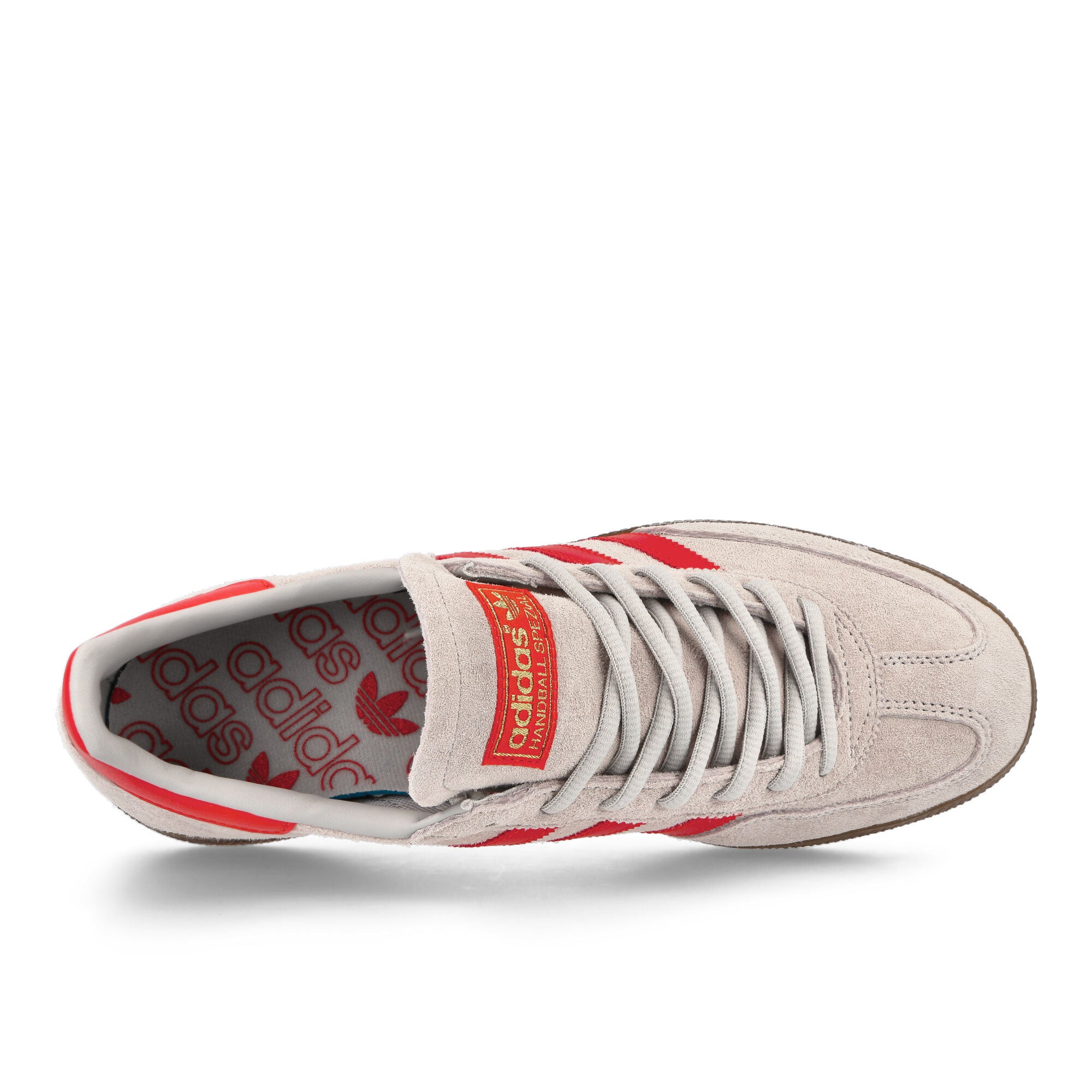 adidas Handball Spezial Grey Two / Hired Red / Gold Metallic Sneakers  Detailfoto | Overkill