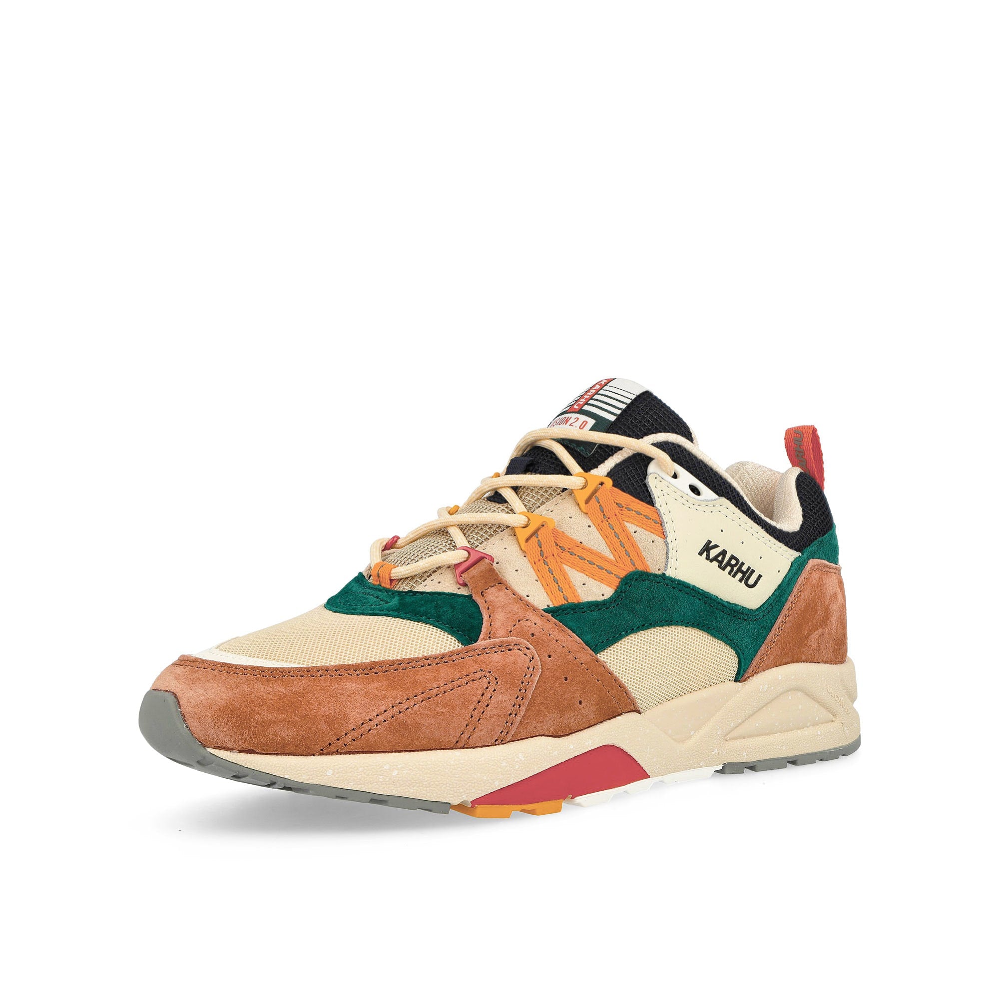 Karhu Fusion 2.0 Cork / Tangerine Low Top Sneakers  Close Up | Overkill