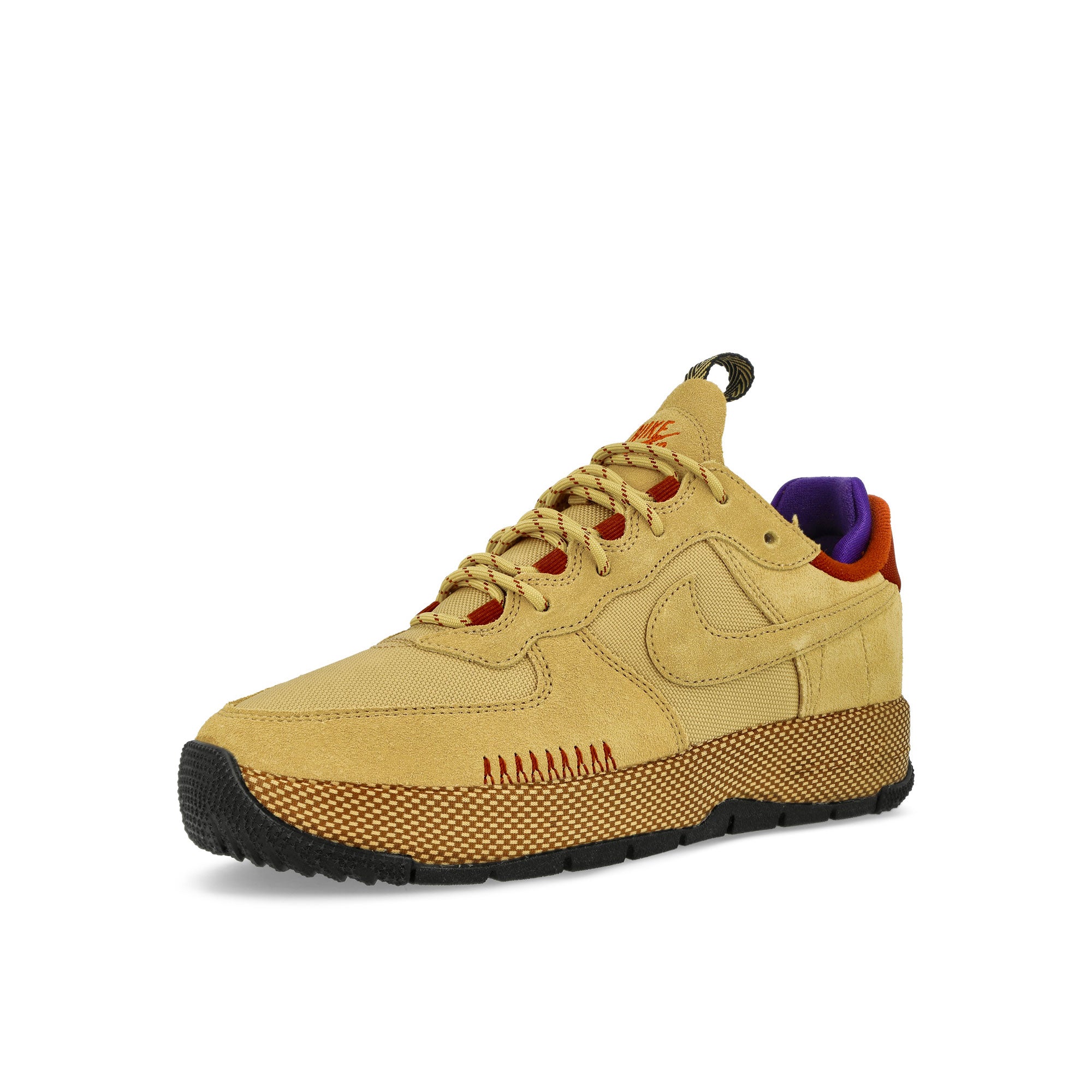 Nike W Air Force 1 Wild Wheat Gold-Wheat Gold - Rugged Orange Low Top Sneakers  Close Up | Overkill