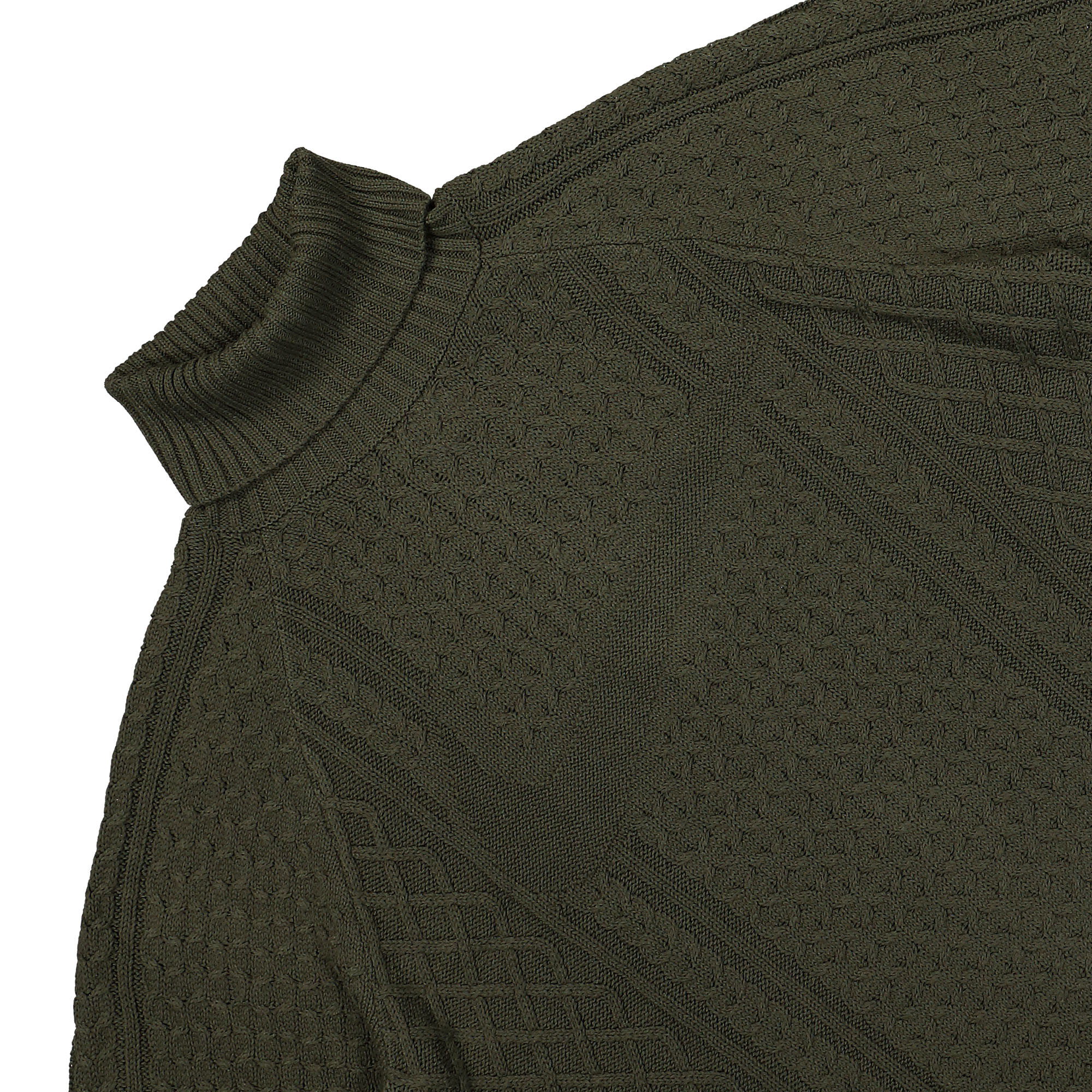 Nike NL Cable Knit Turtleneck Sweater Cargo Khaki Sweatshirts Close-up | Overkill