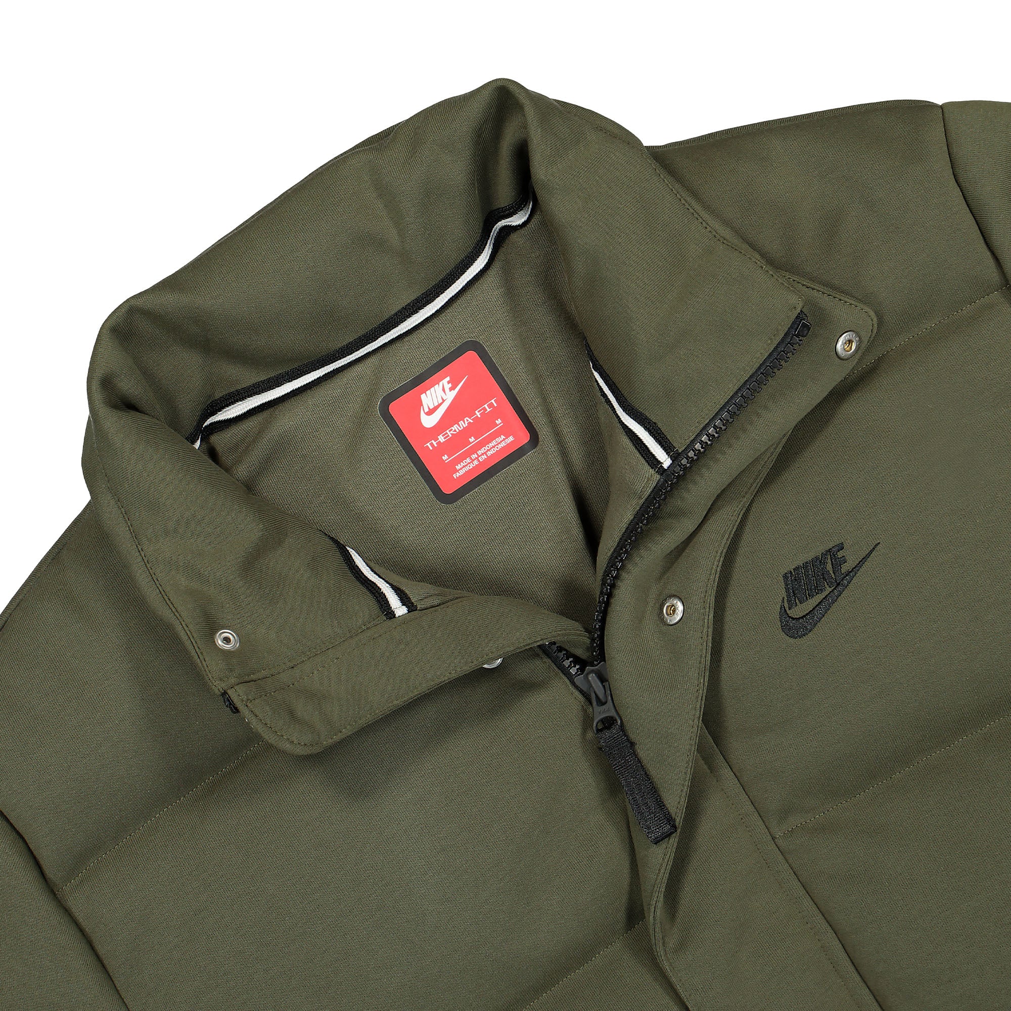 Nike Tech Fleece Therma-FIT Puffer Jacket Cargo Khaki / Black Puffer Jackets Close-up | Overkill