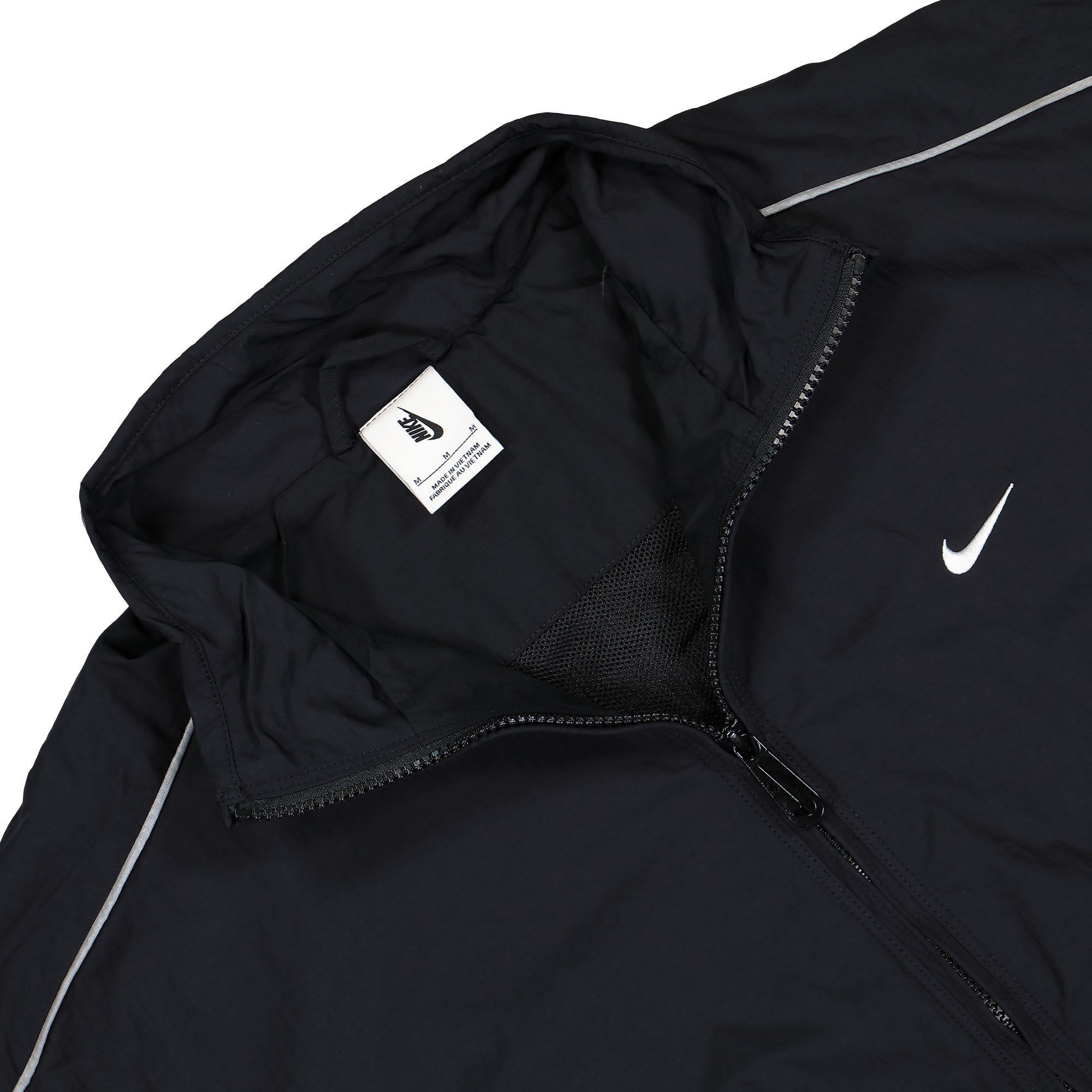 Nike Solo Swoosh Woven Track Jacket Black / White Track Jackets Close-up | Overkill