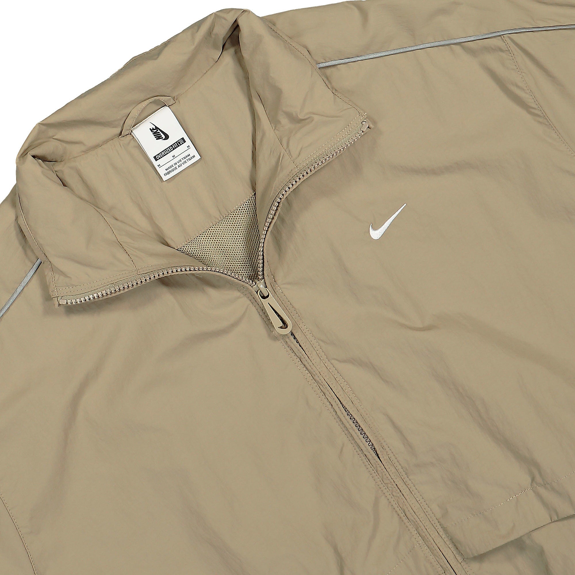 Nike Solo Swoosh Woven Track Jacket Khaki / White Track Jackets Close-up | Overkill