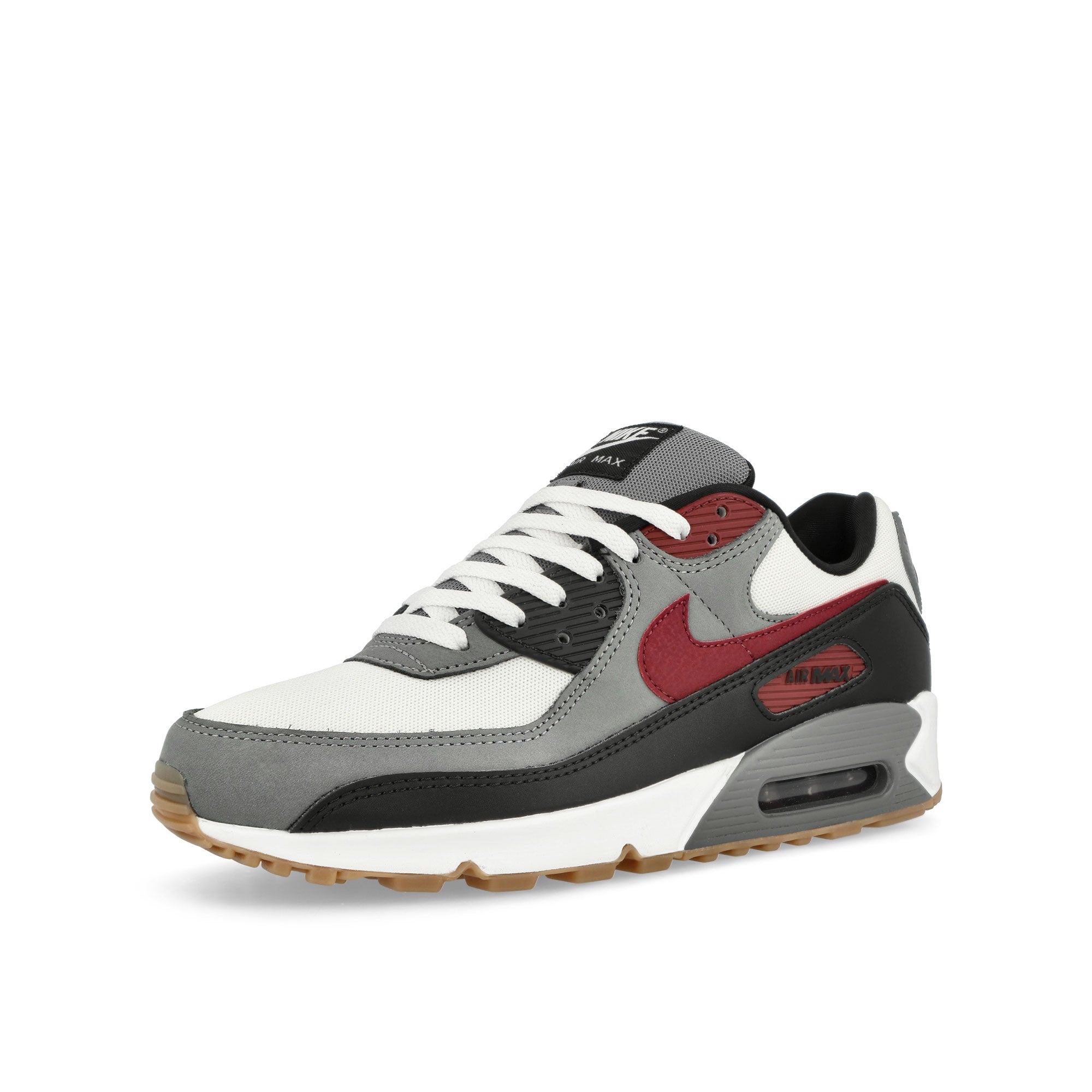 Nike Air Max 90 White / Team Red - Cool Grey - Black Low Top Sneakers  Close Up | Overkill