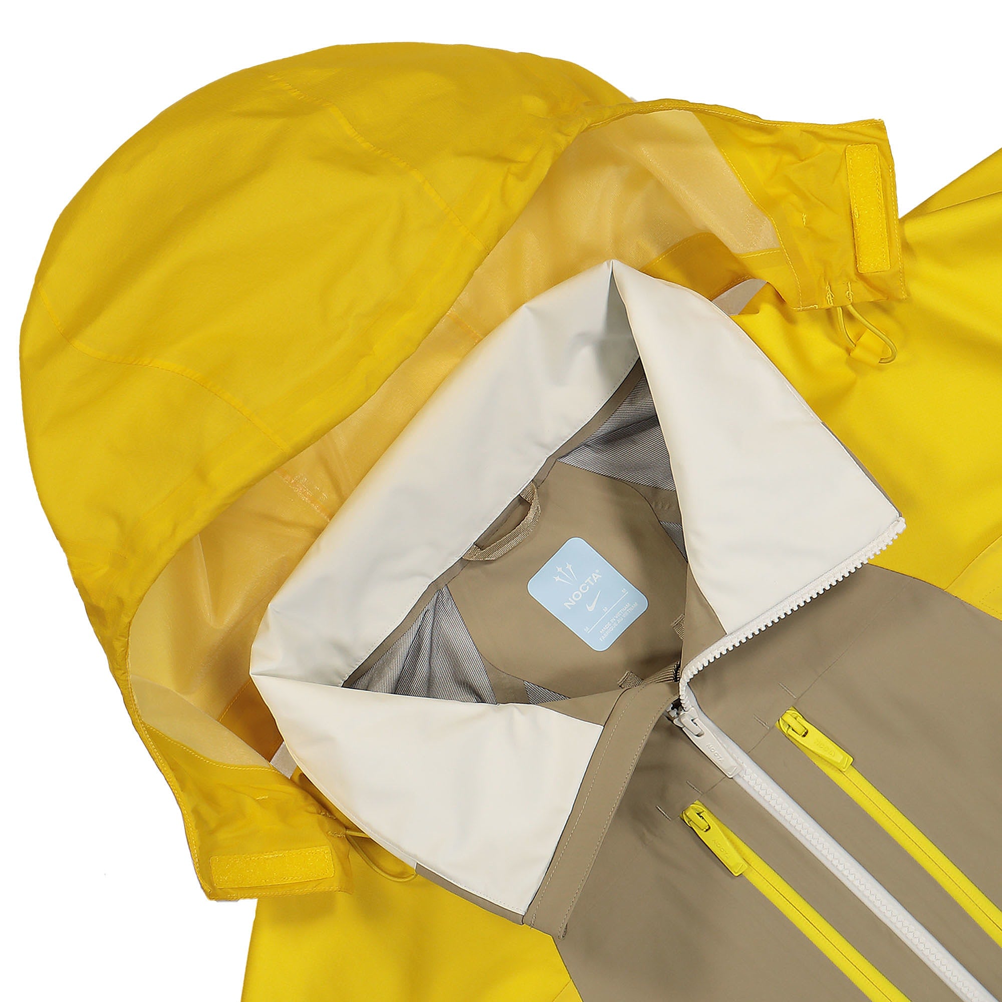 Nike NRG Hooded Tech Jacket Khaki / Vivid Sulfur / Sail / Baltic Blue Windbreaker Close-up | Overkill